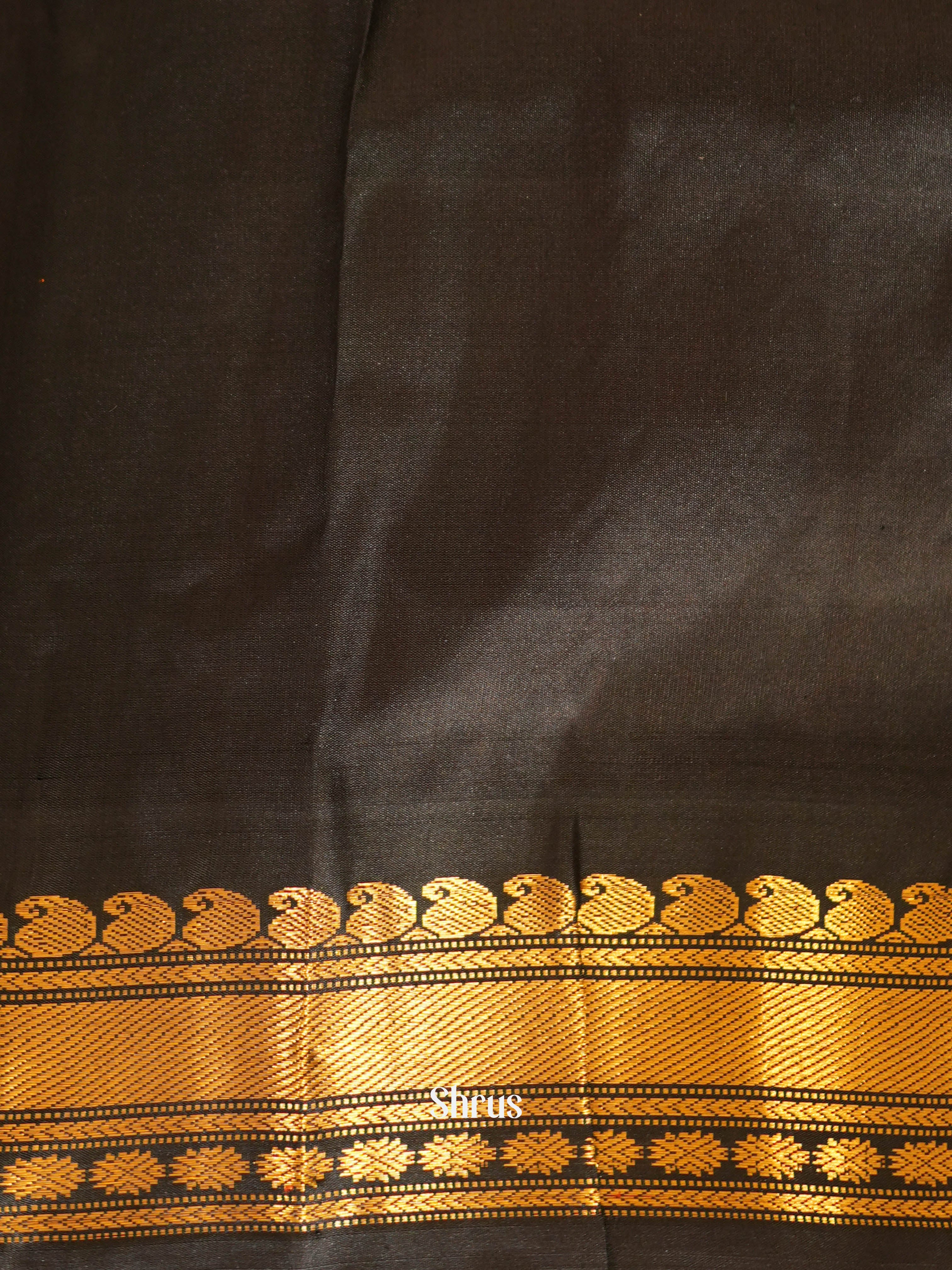 Orange & Black - Gadwal Silk Saree