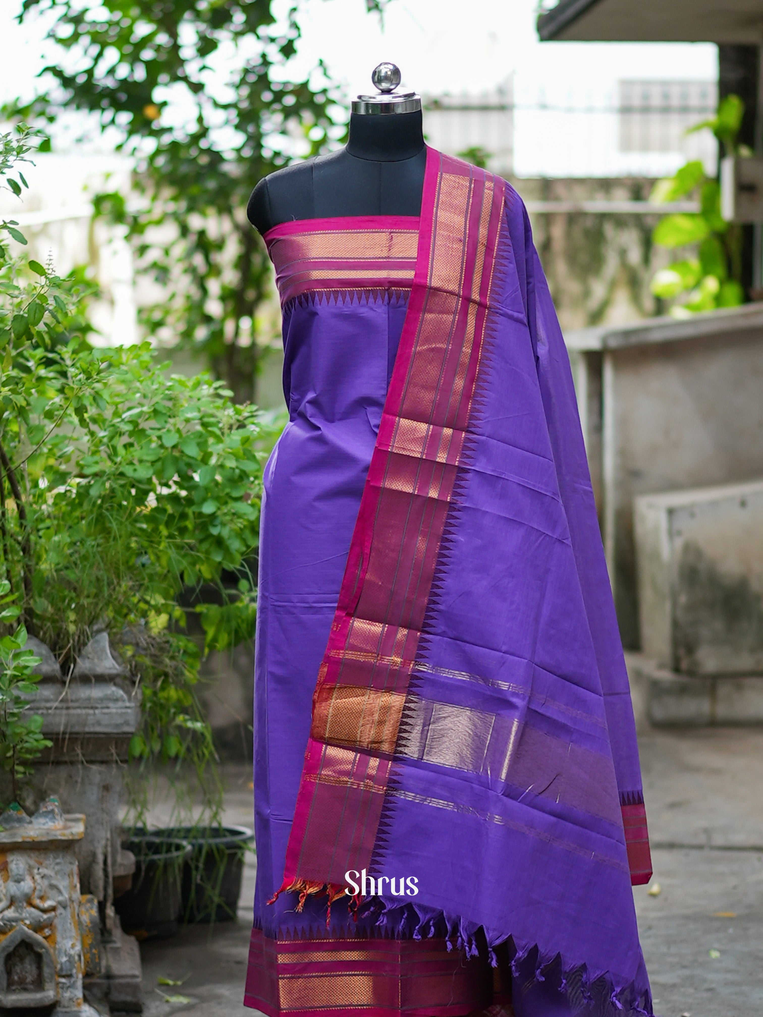 Purple & Pink - chettinad top & dupatta combo