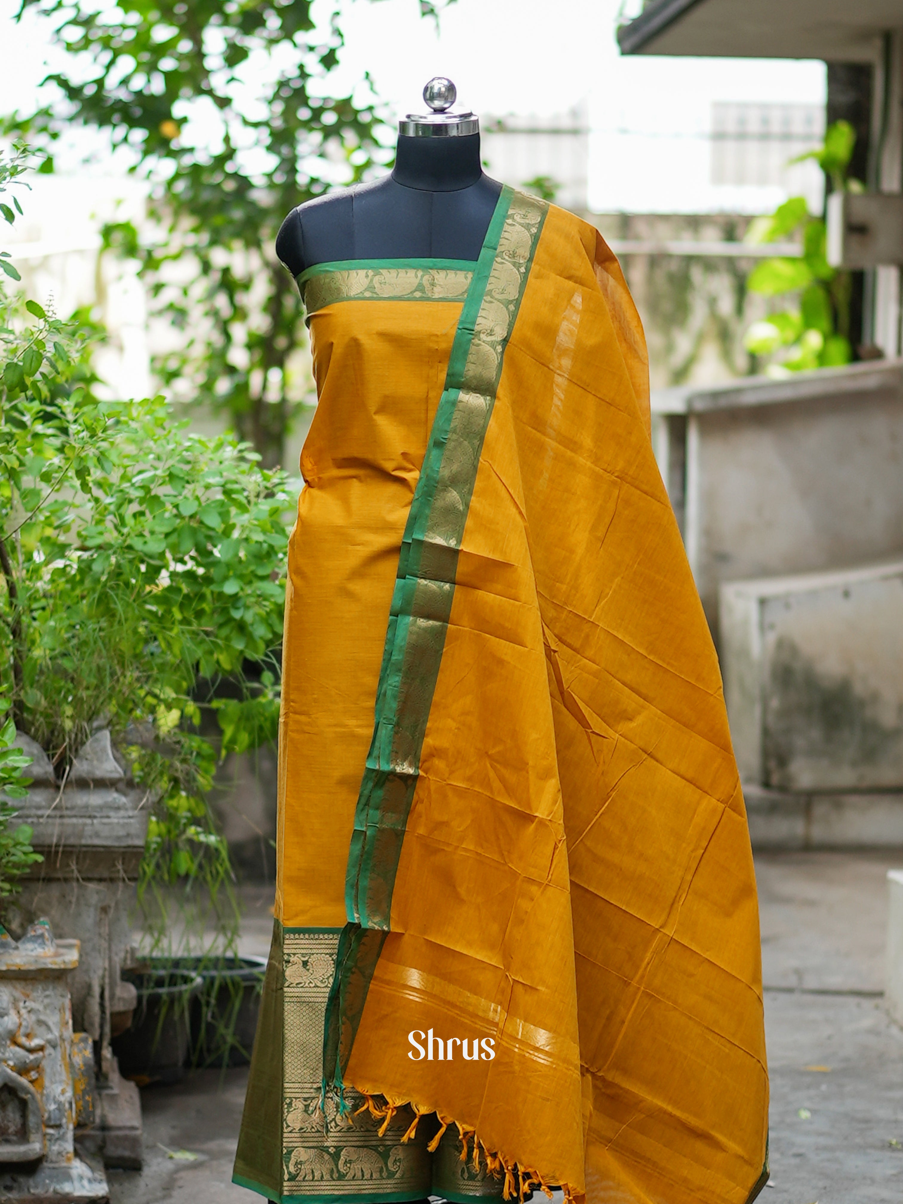 Mustard & Green - chettinad top & dupatta combo