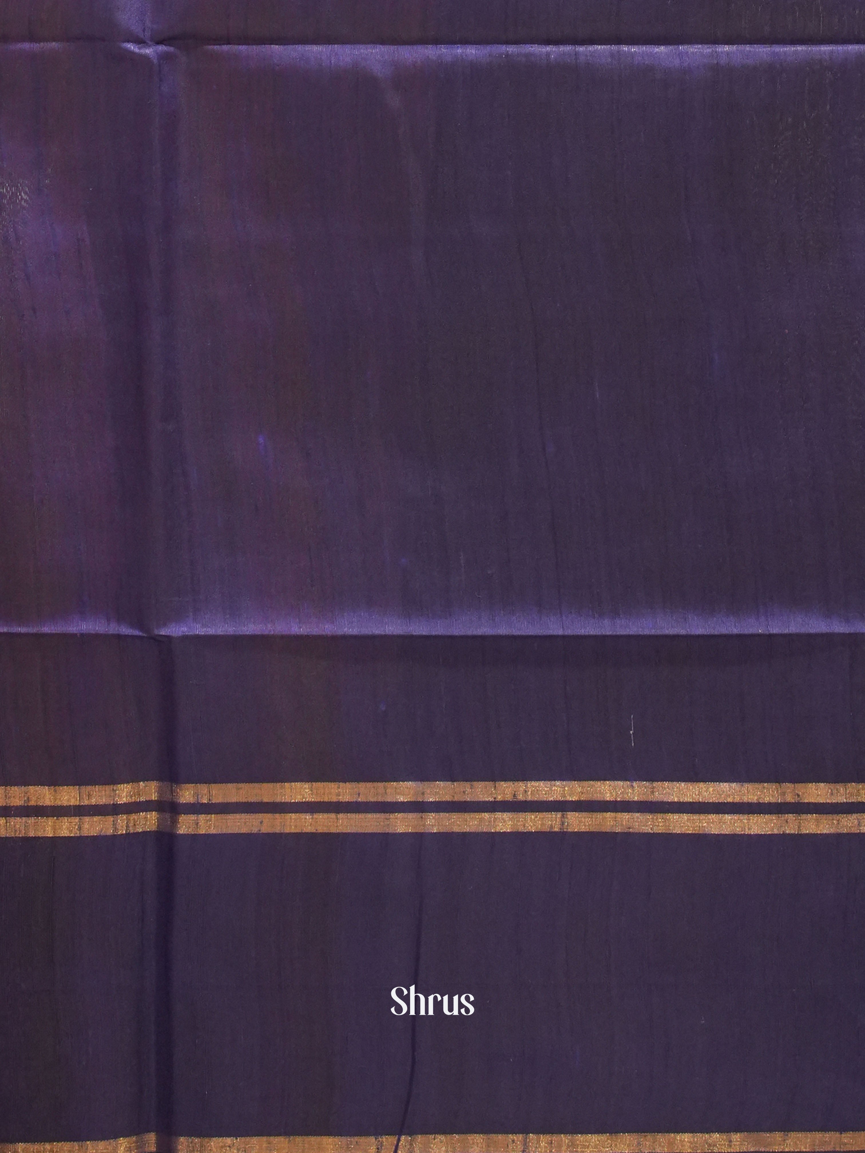 Brown & Blue - Raw silk saree