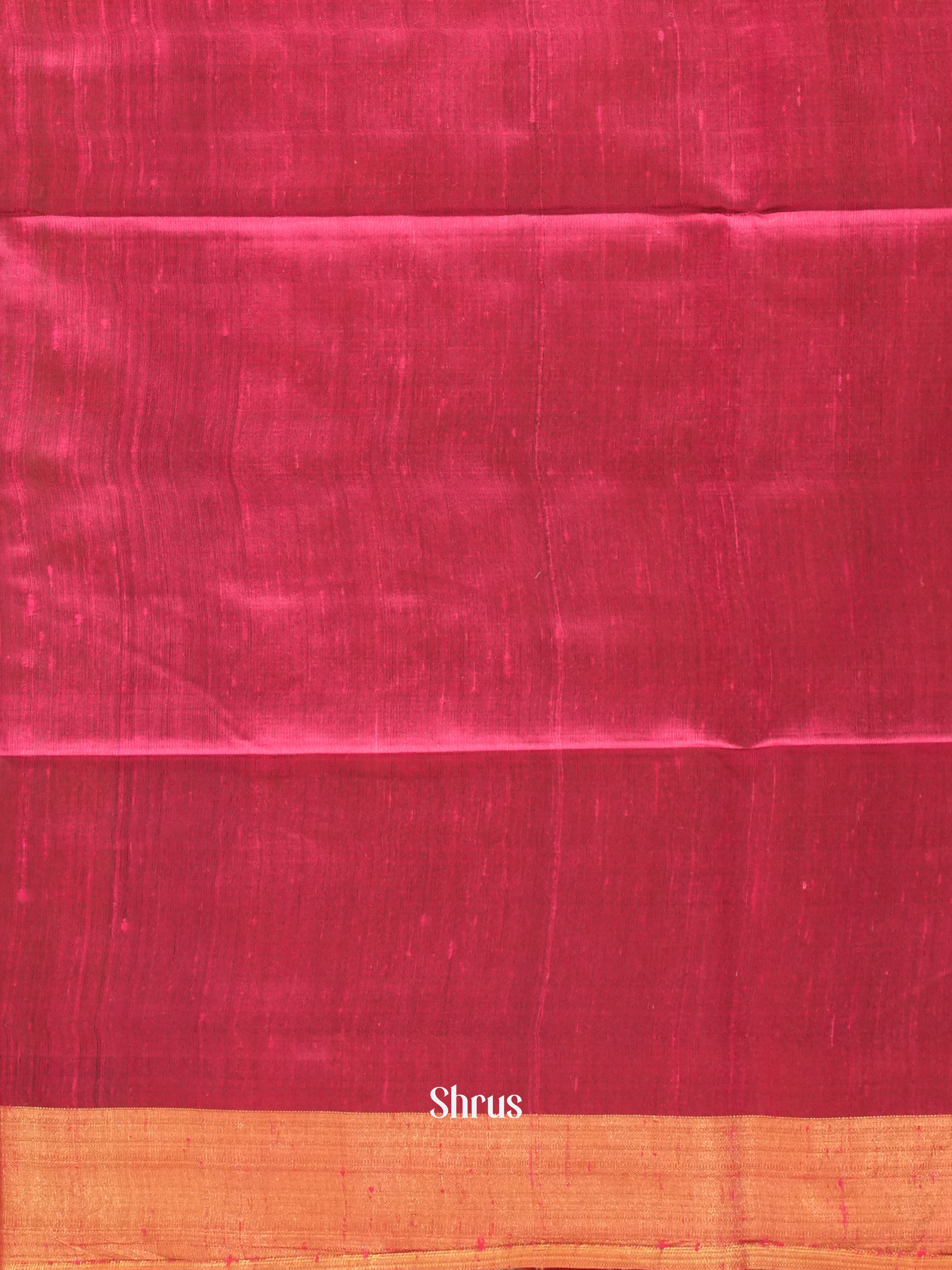 Beige & Pink - Raw silk saree