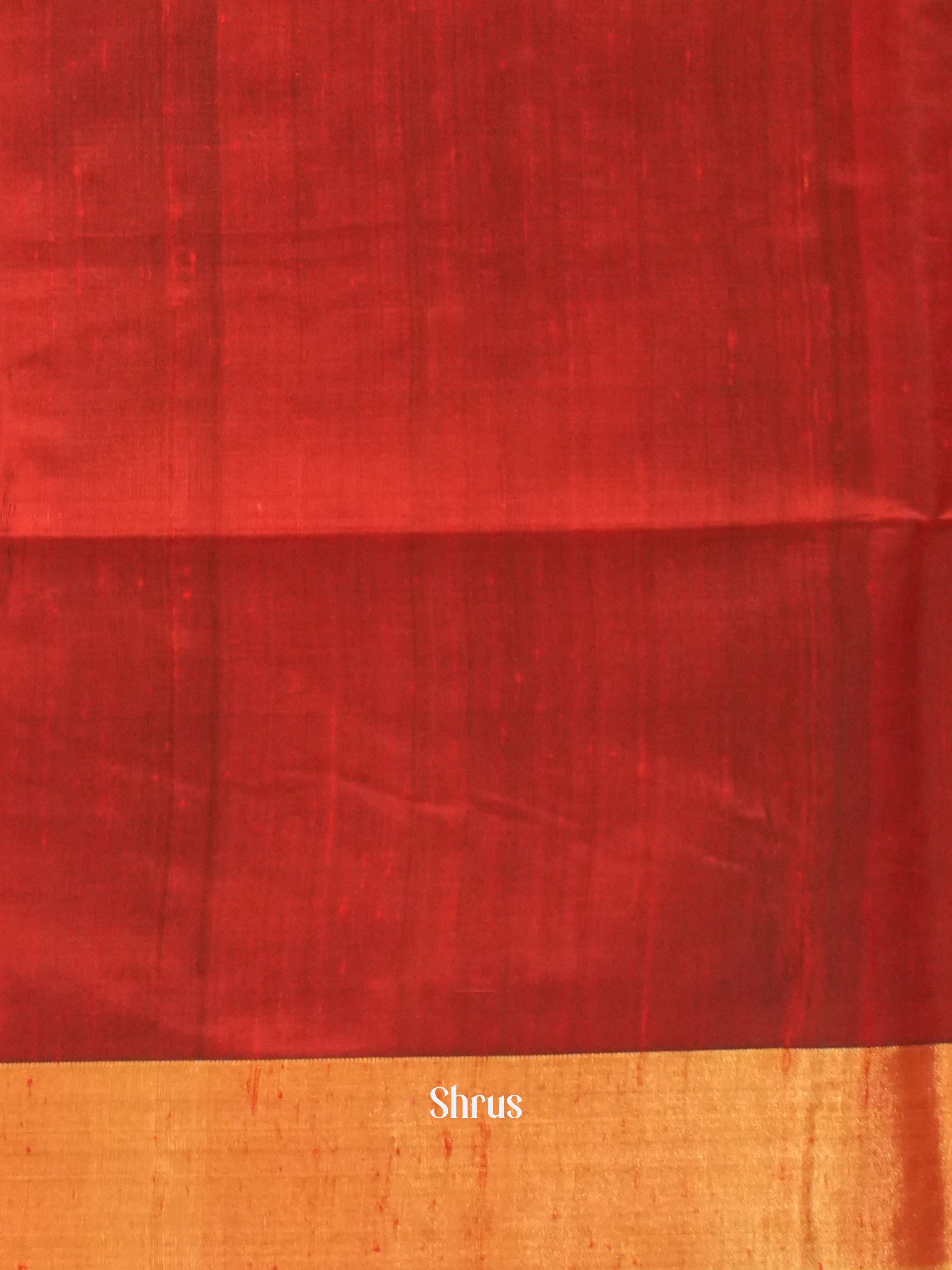 Blue & Red - Raw silk saree