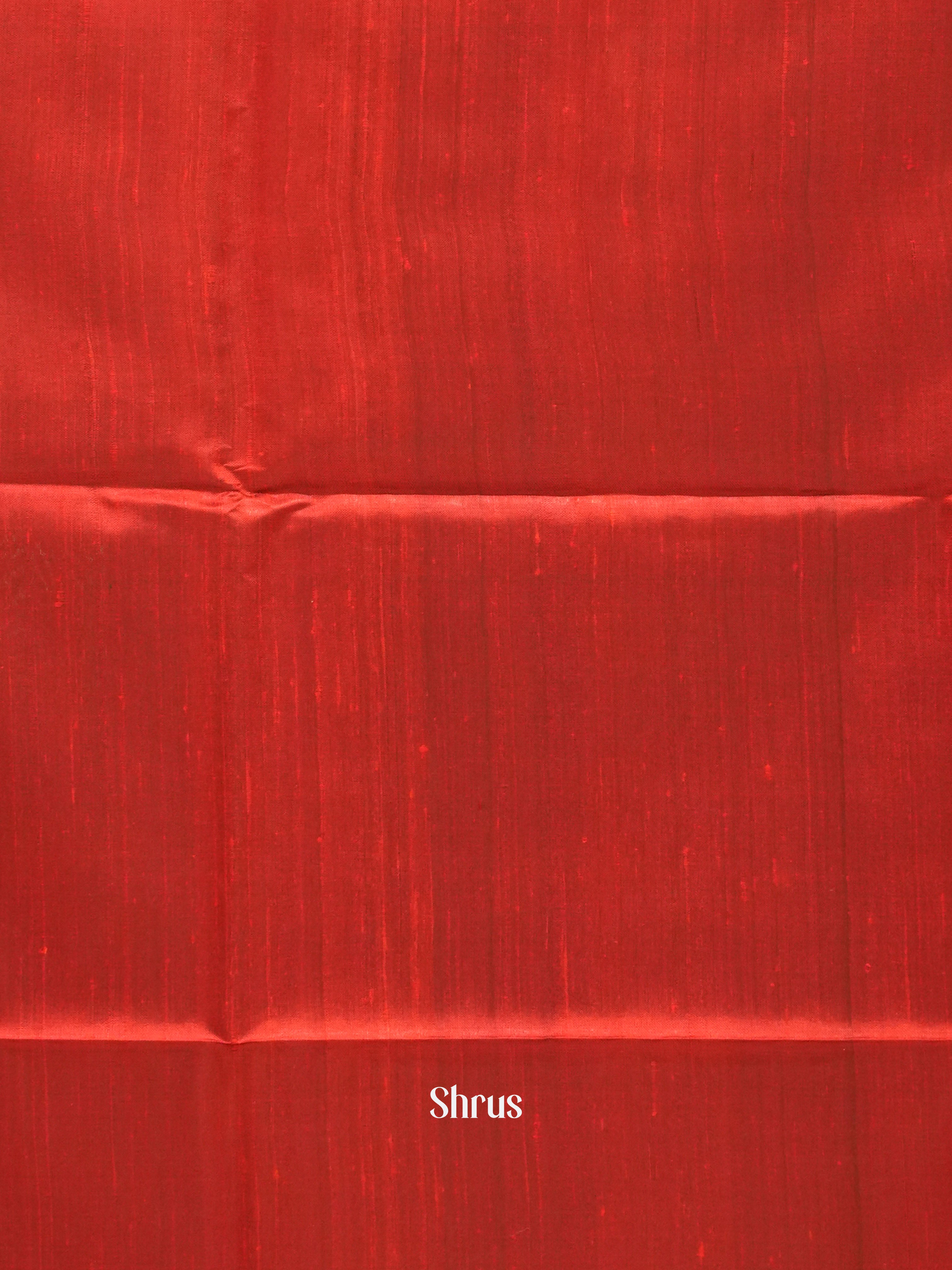 Beige & Red - Raw Silk Saree