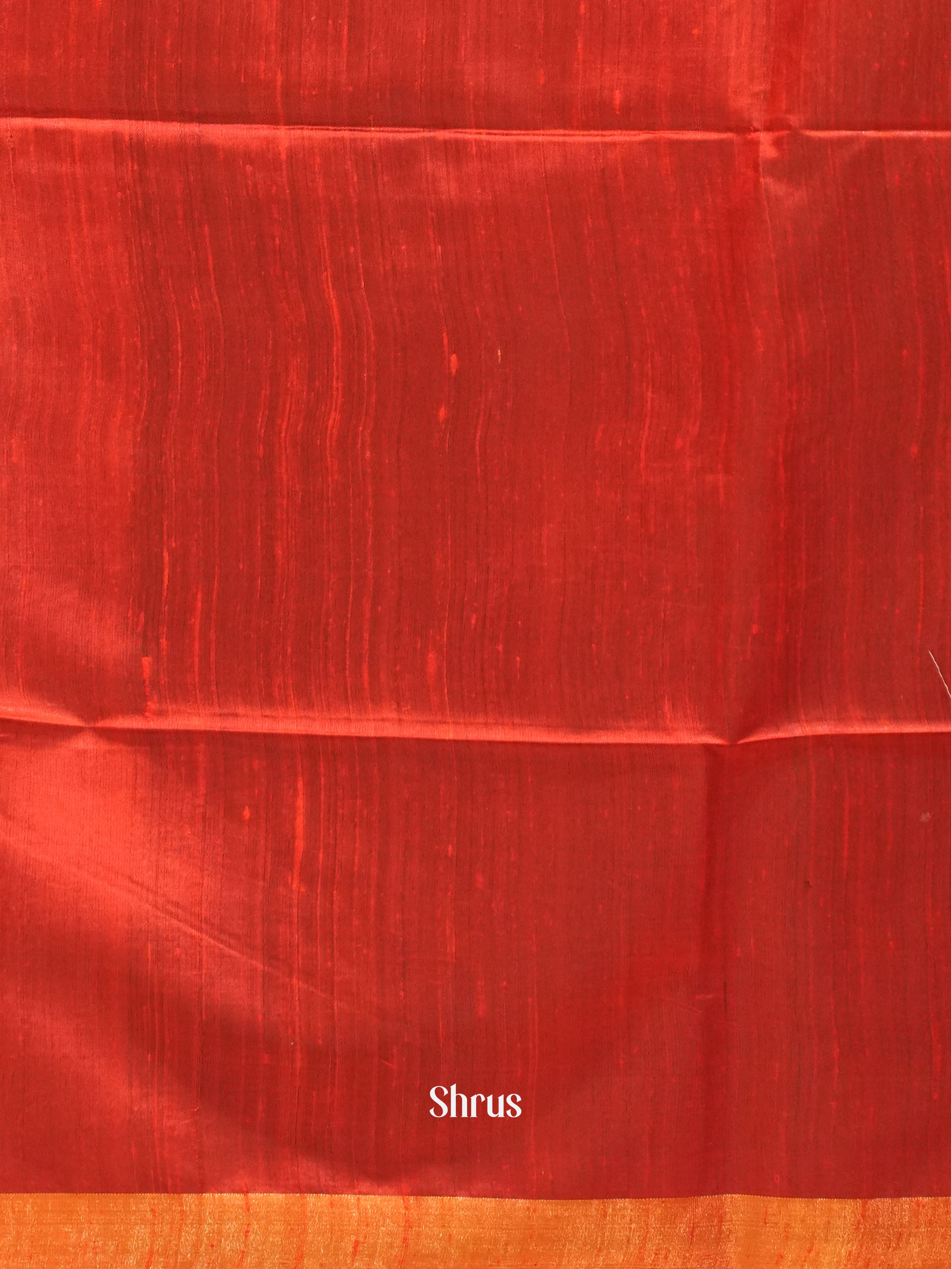 Blue & Red - Raw Silk Saree