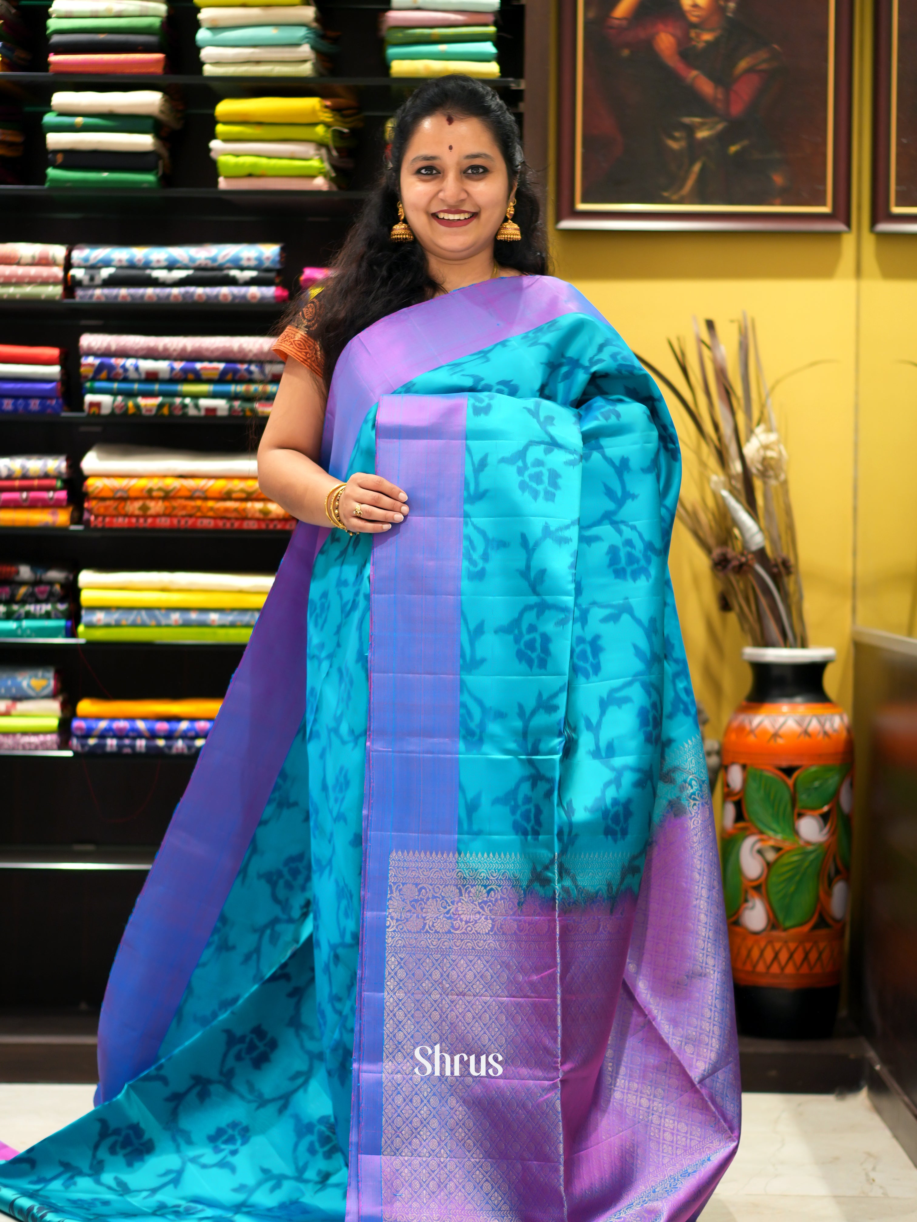 Blue & Purple- Soft Silk Saree