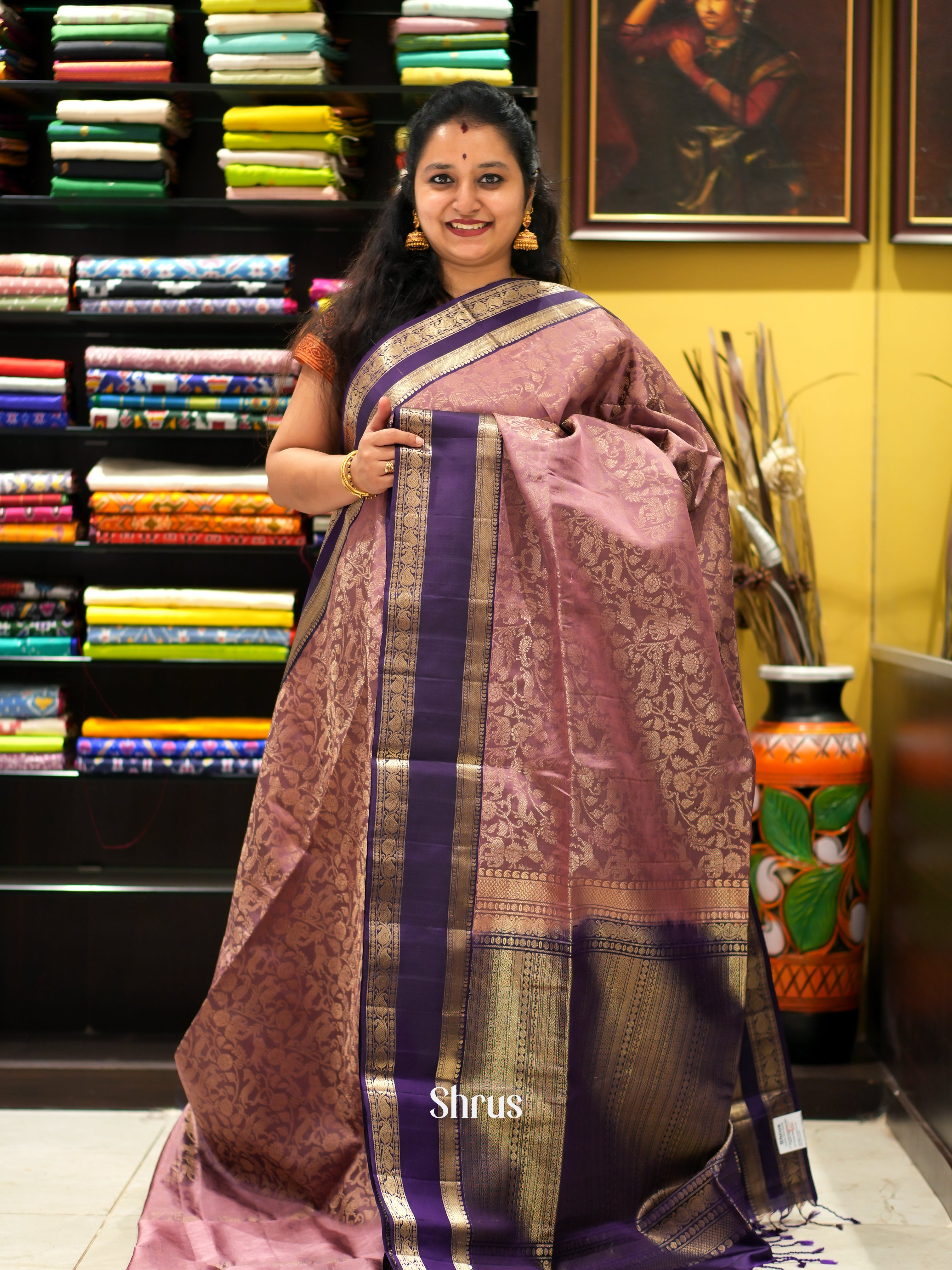 Onion Pink & Violet - Soft Silk Saree