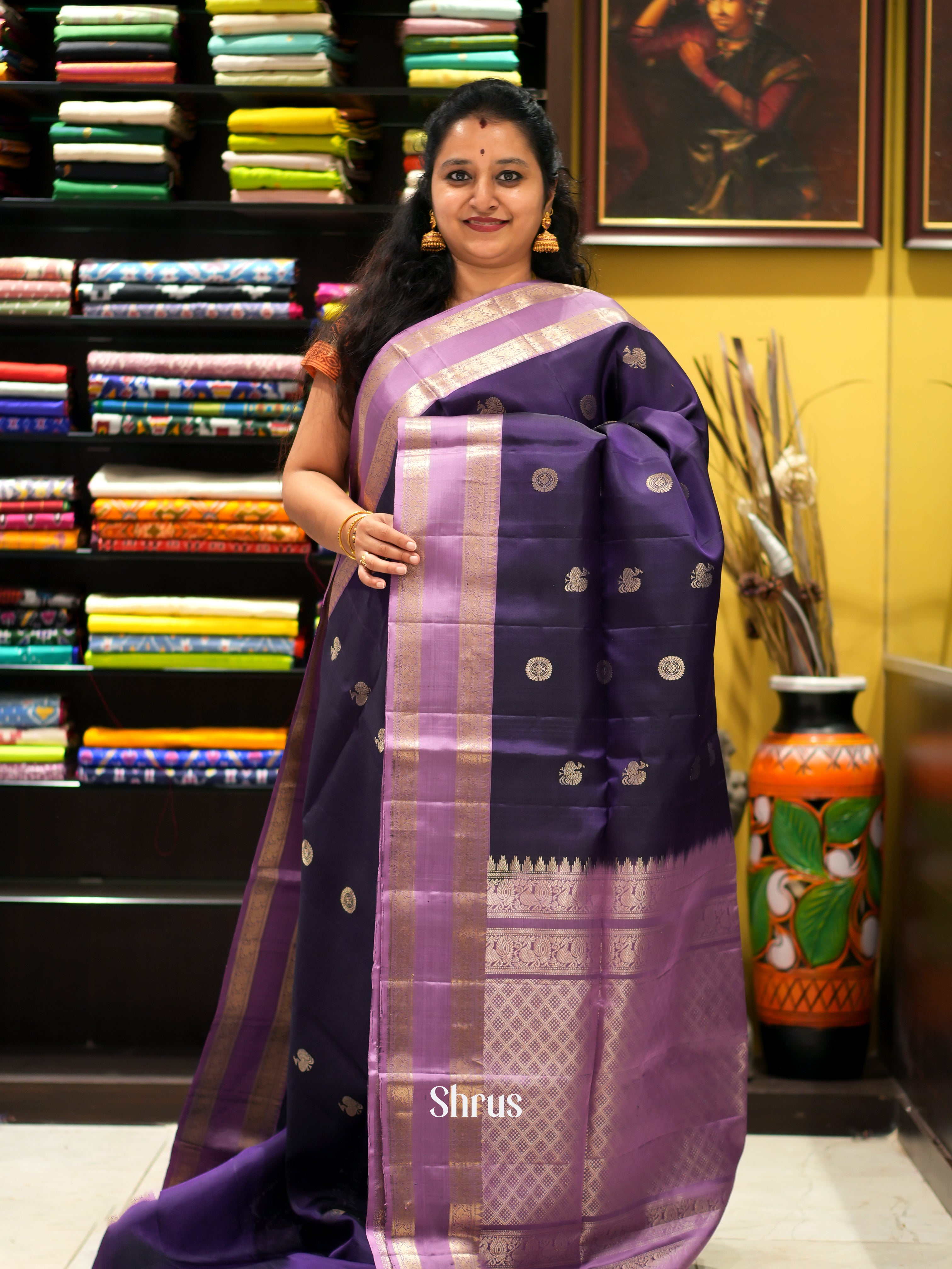 Violet & Purple - Soft Silk Saree