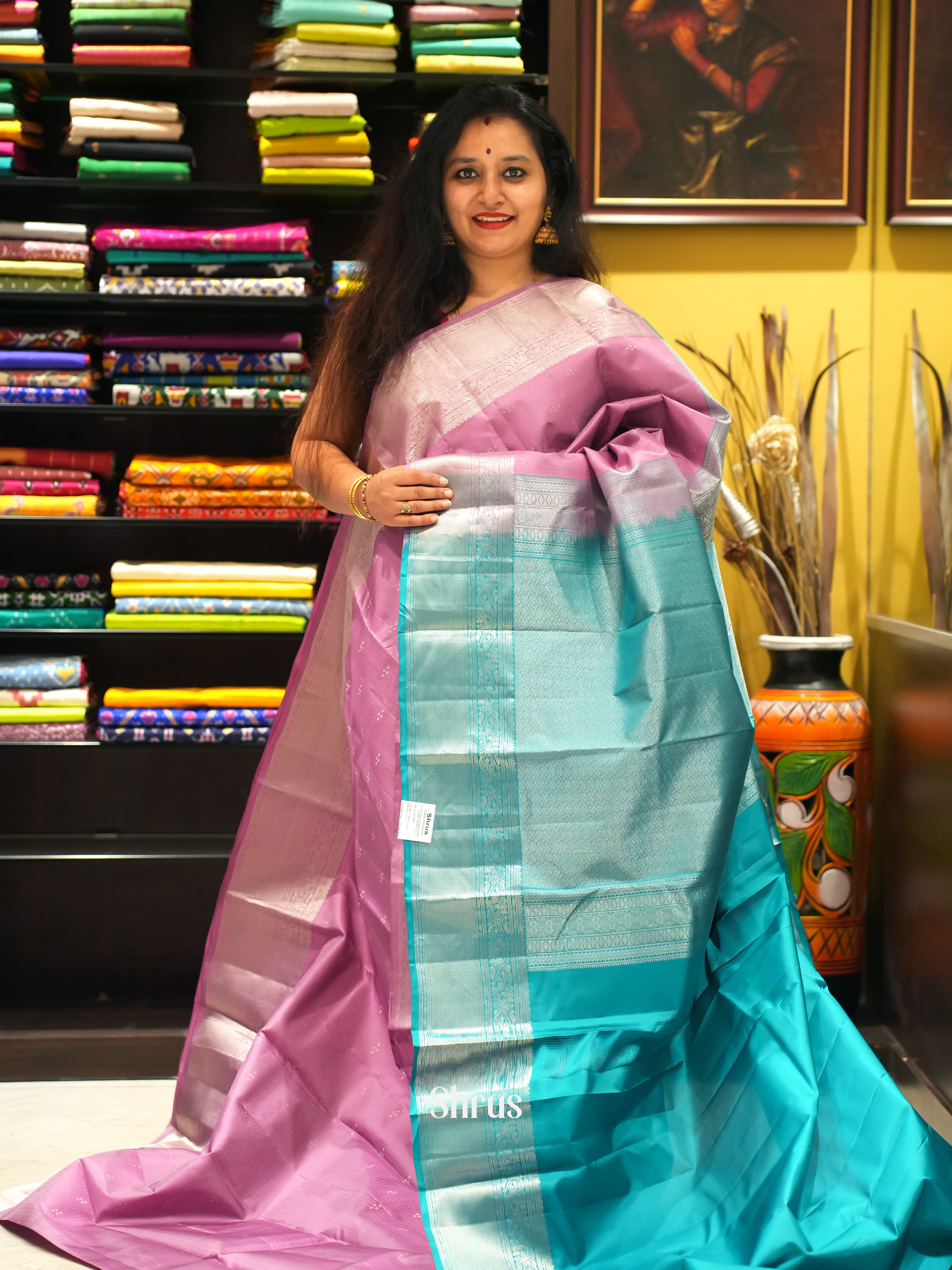 Pink & Teal -Kanchipuram silk saree