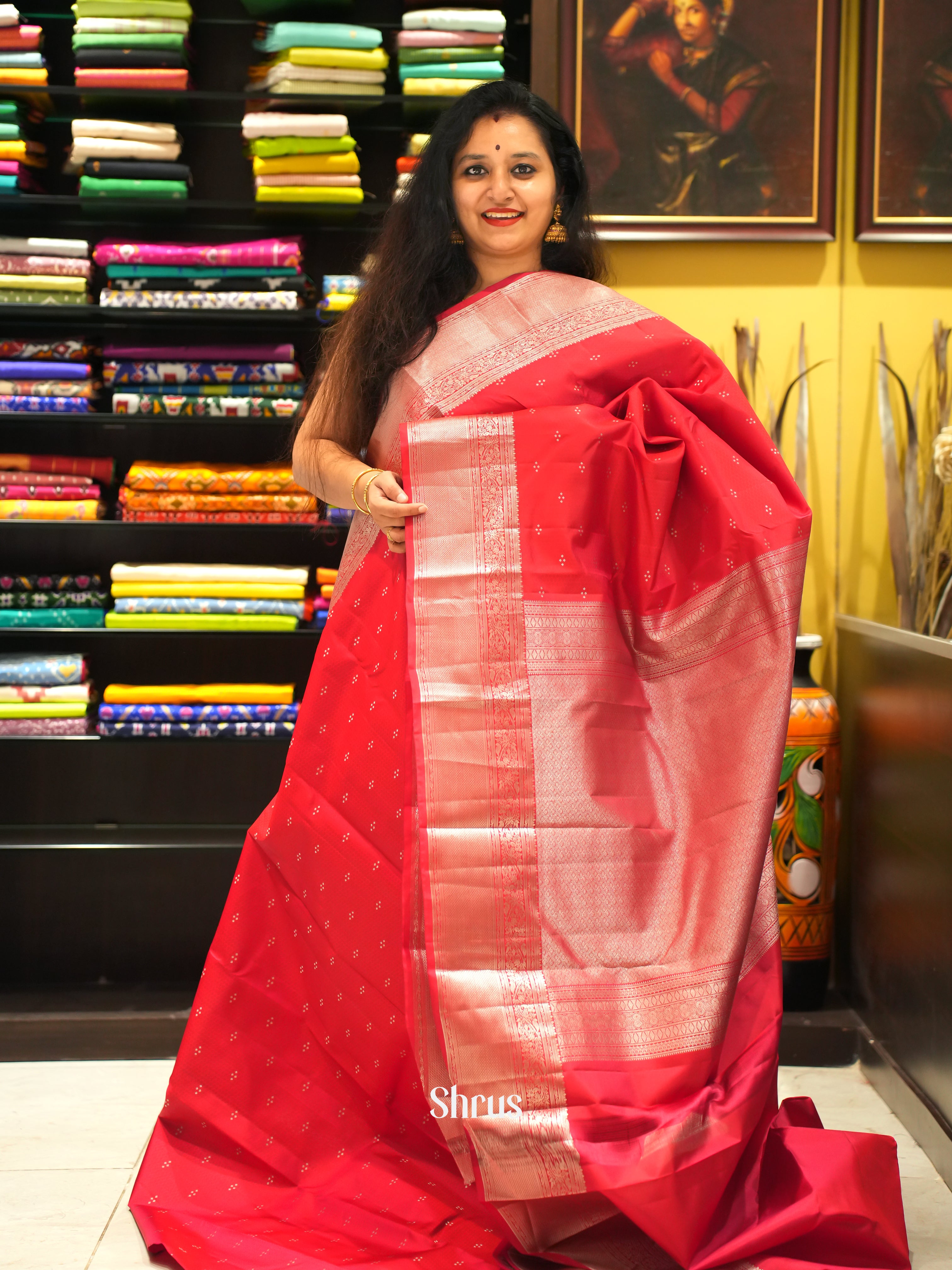 Red(Single Tone) -Kanchipuram silk saree