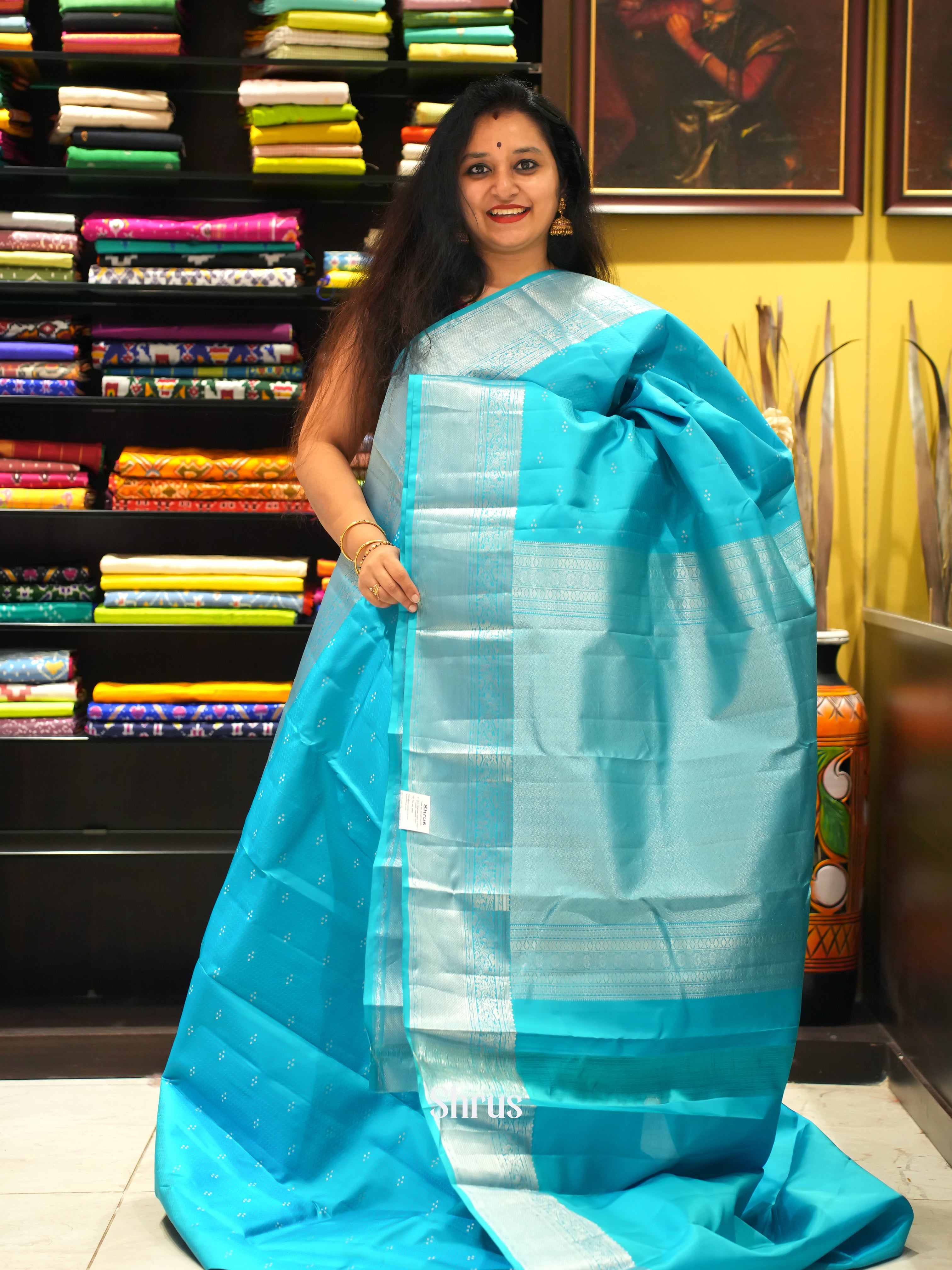 Teal Blue(Single Tone) -Kanchipuram silk saree