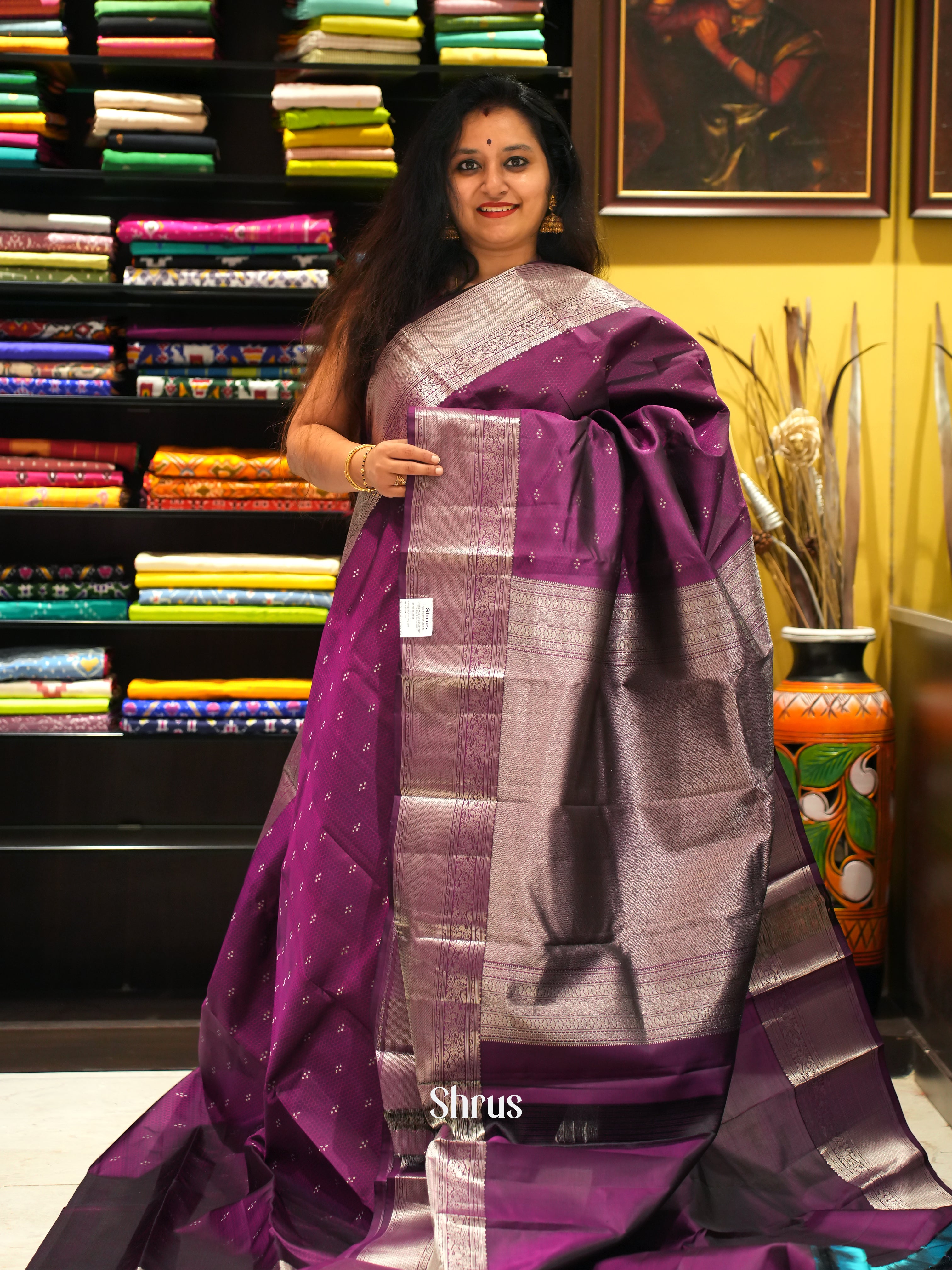 Purple(Single Tone) -Kanchipuram silk saree