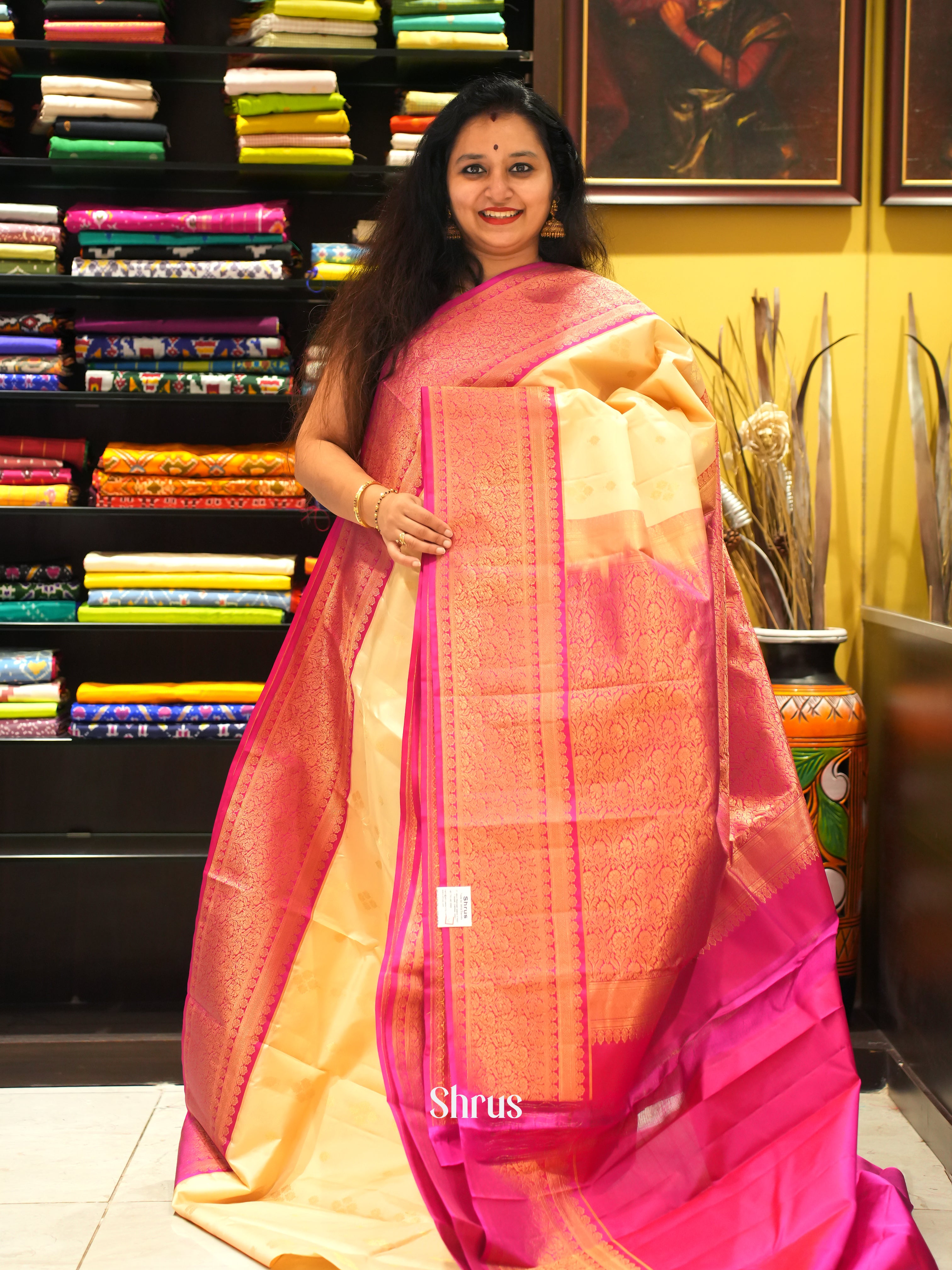 Lite Yellow & Pink -Kanchipuram silk saree