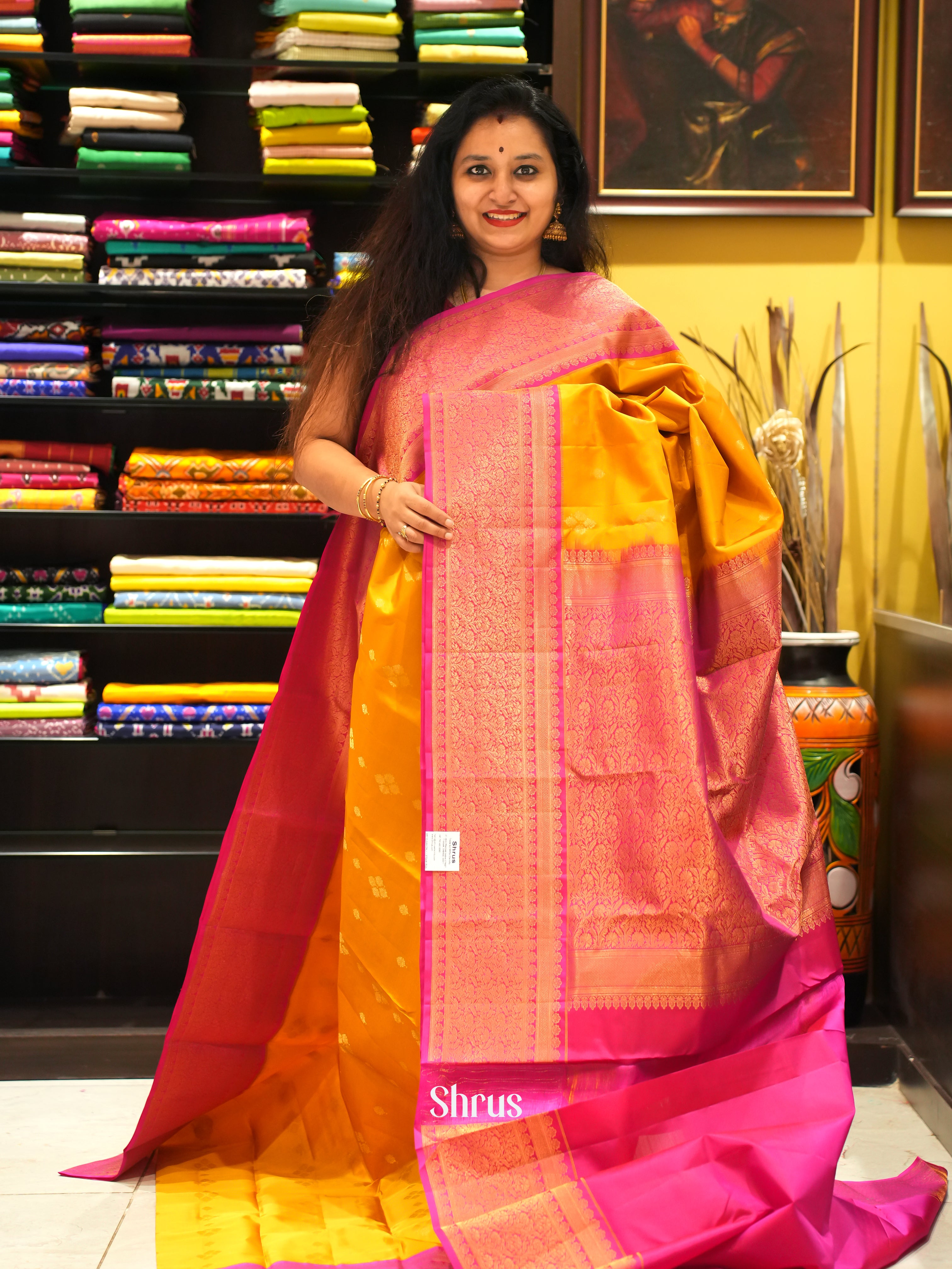 Orange & Pink -Kanchipuram silk saree