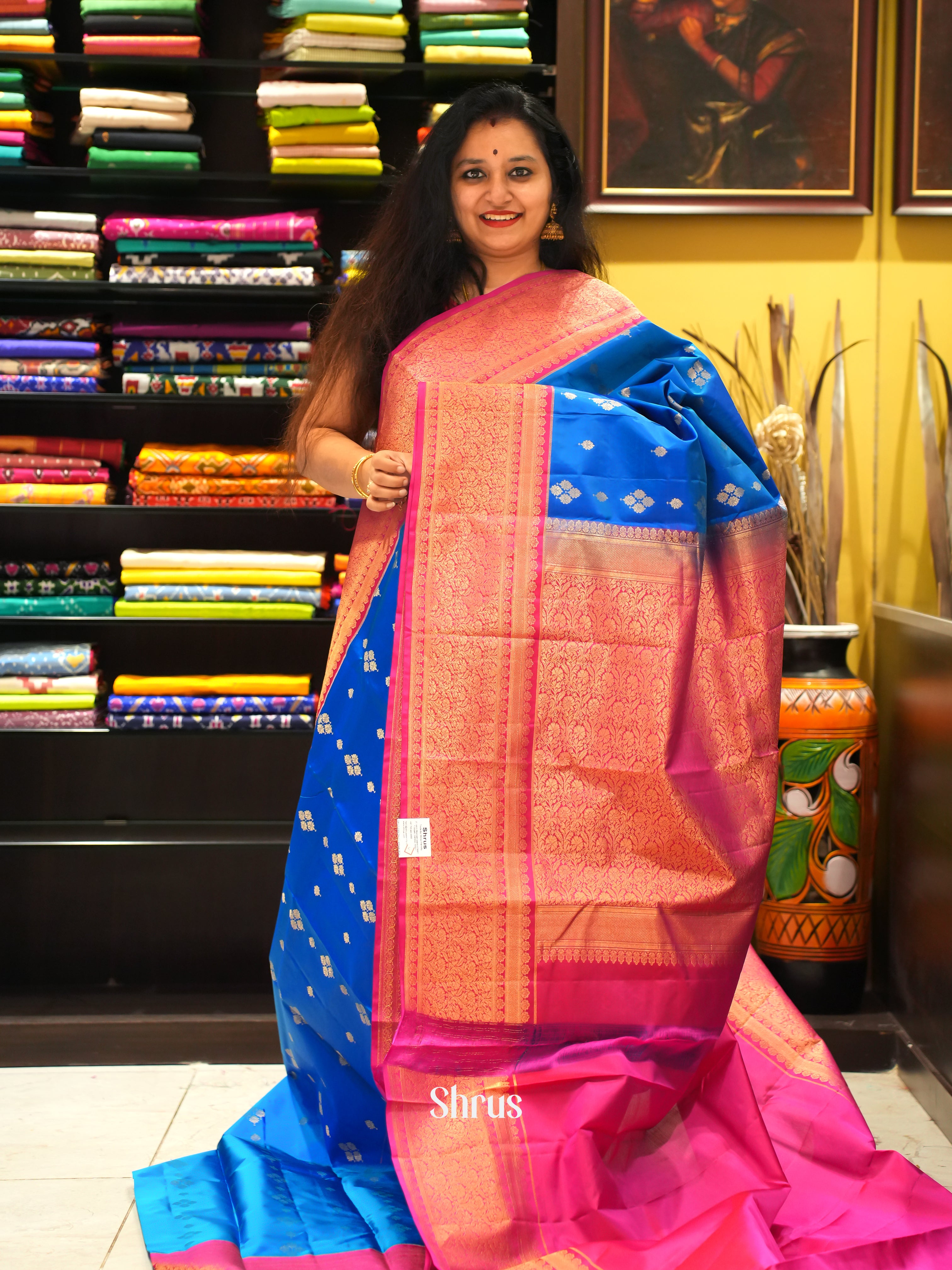 Blue & Pink -Kanchipuram silk saree