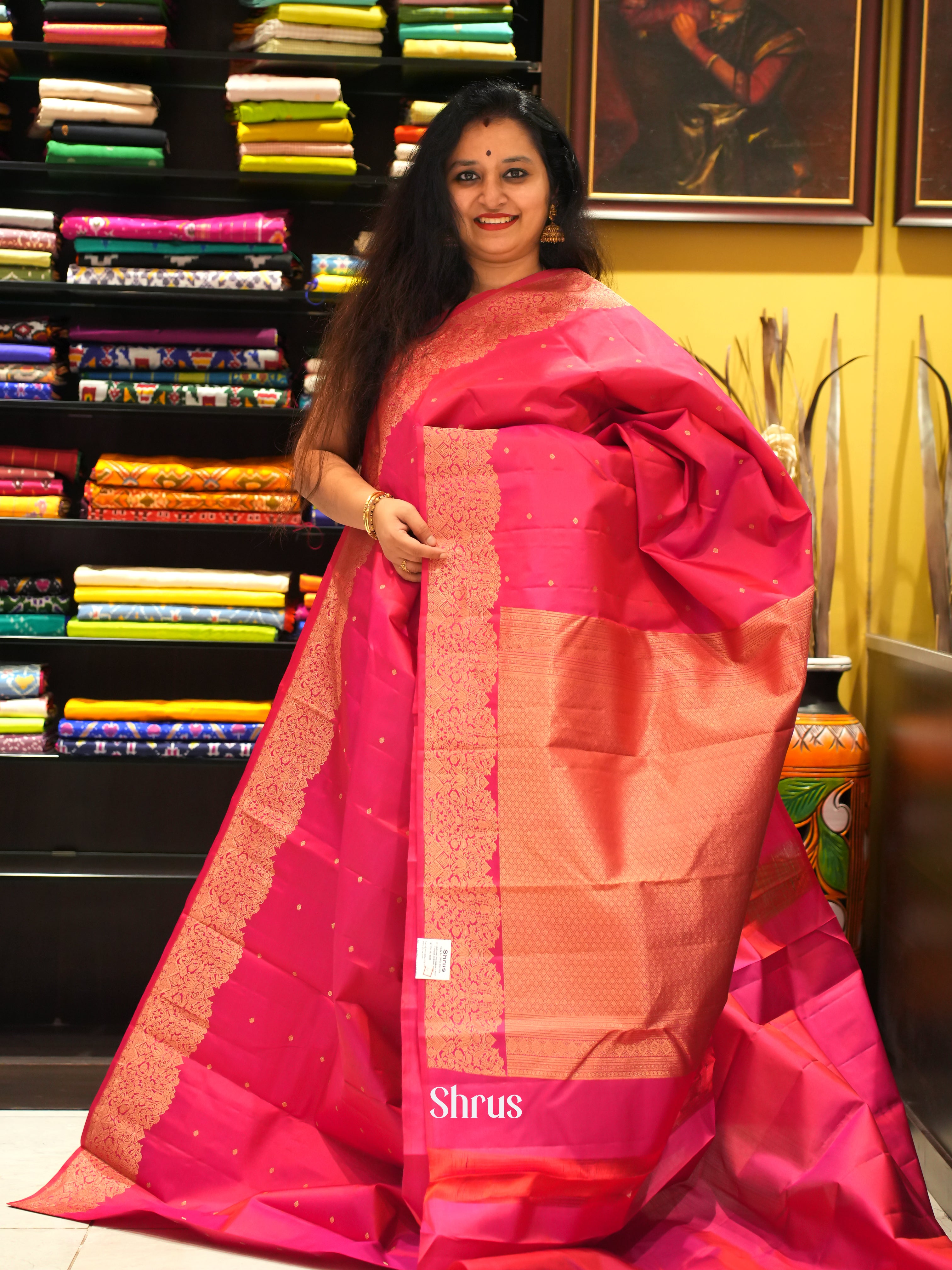 Reddish Pink(Single Tone) -Kanchipuram silk saree