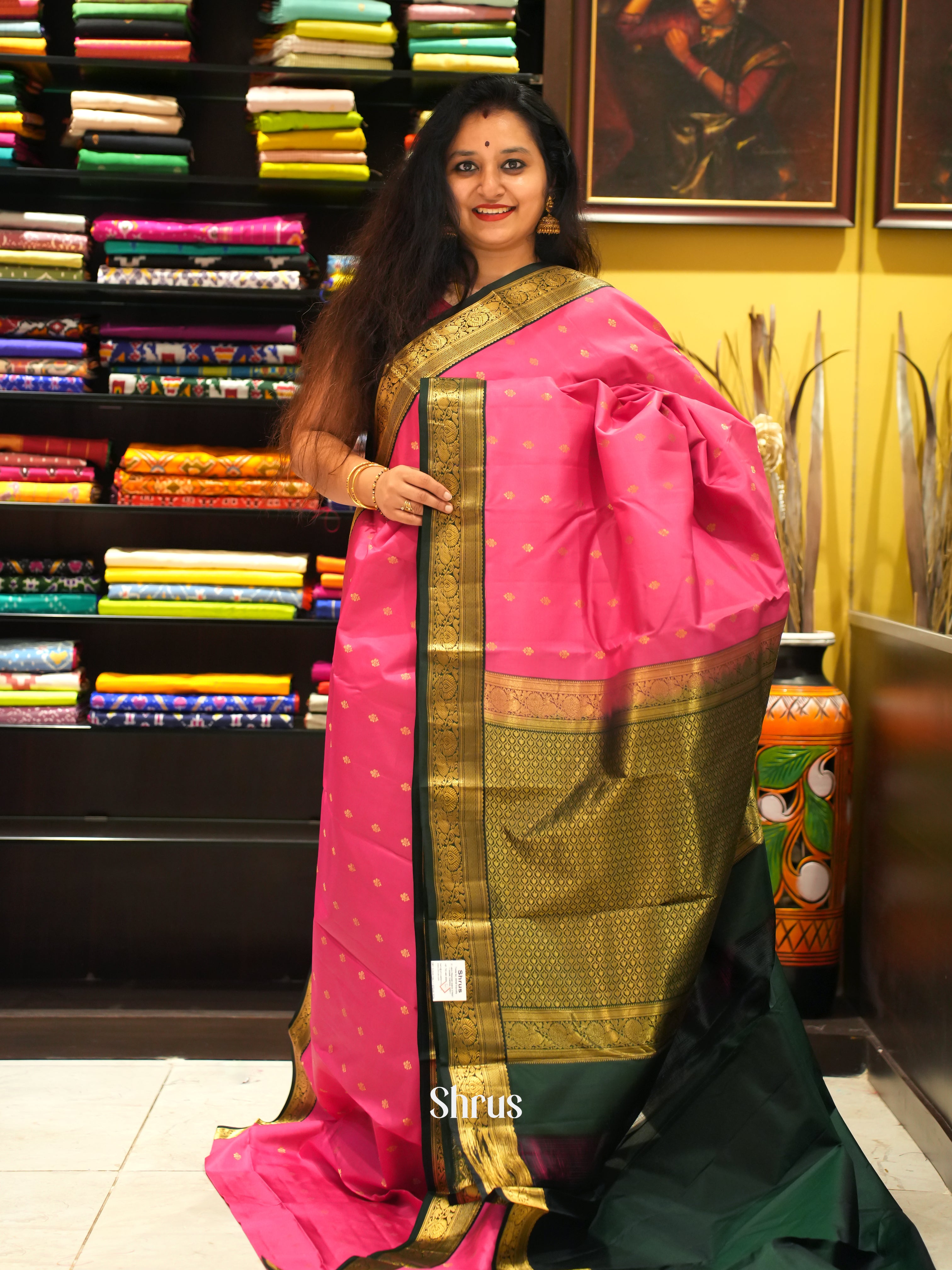 Pink & Green -Kanchipuram silk saree