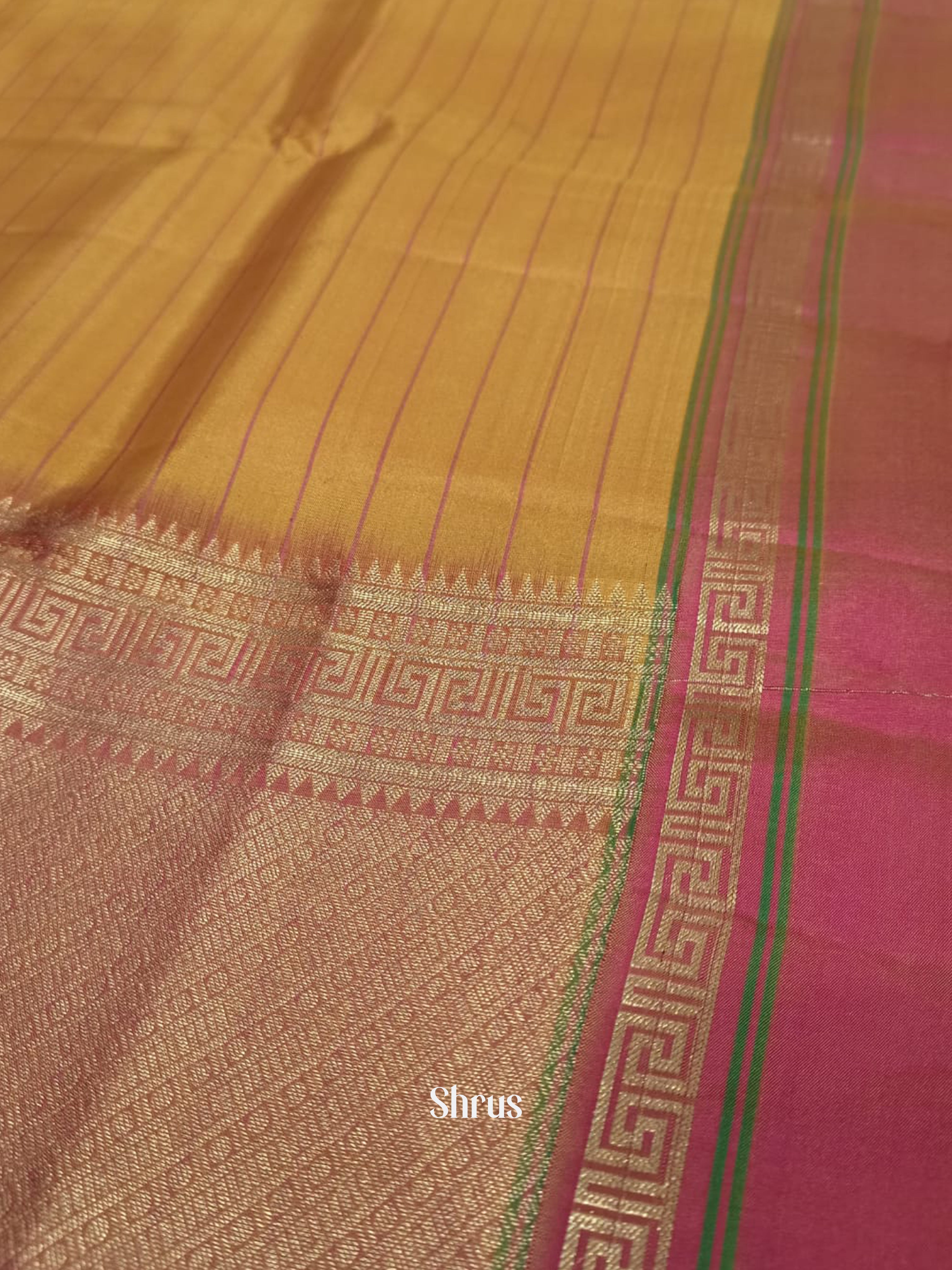 Yellow & Orange - Kanchipuram silk Saree