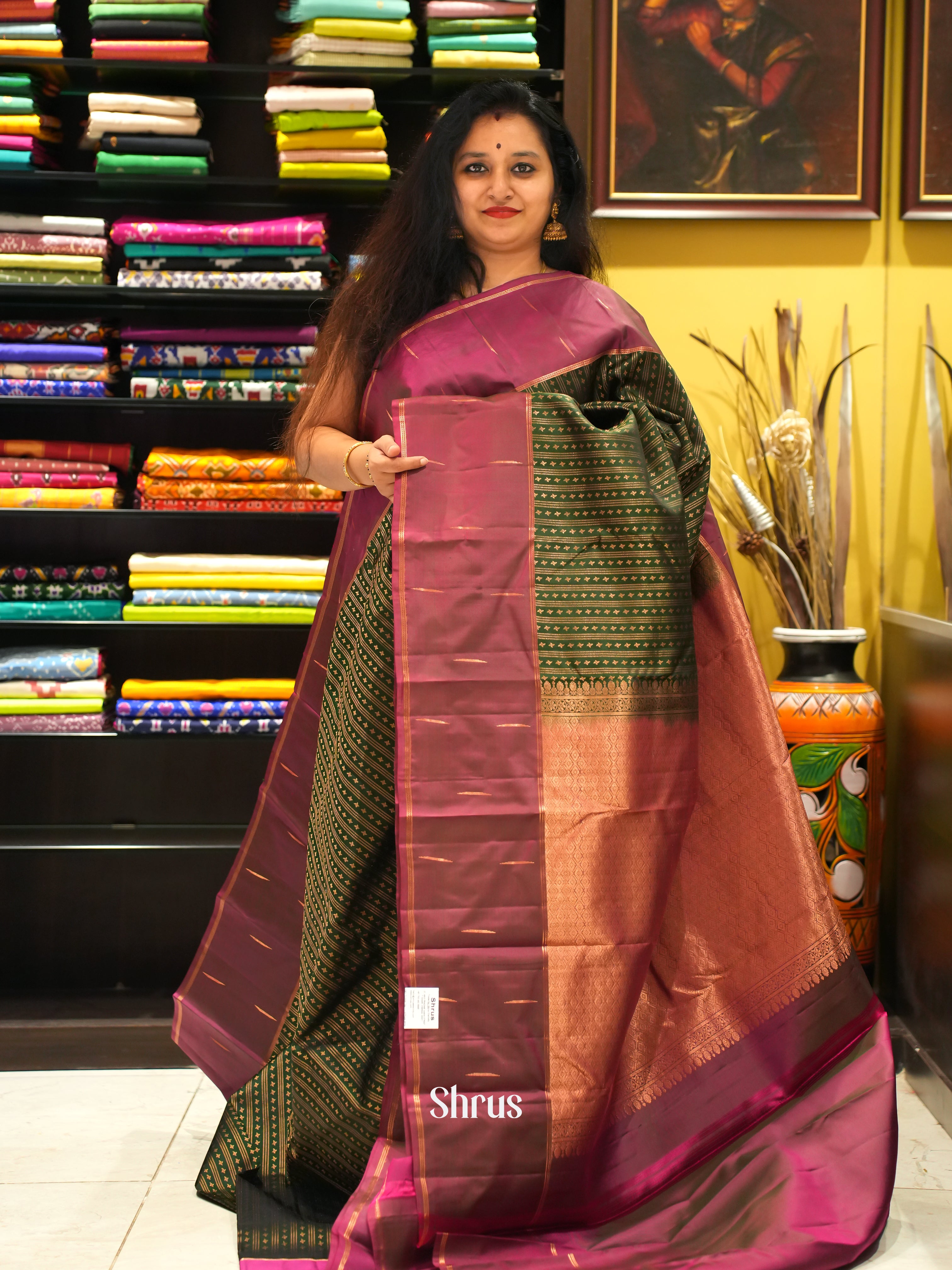 Green & Wine  -Kanchipuram silk Saree