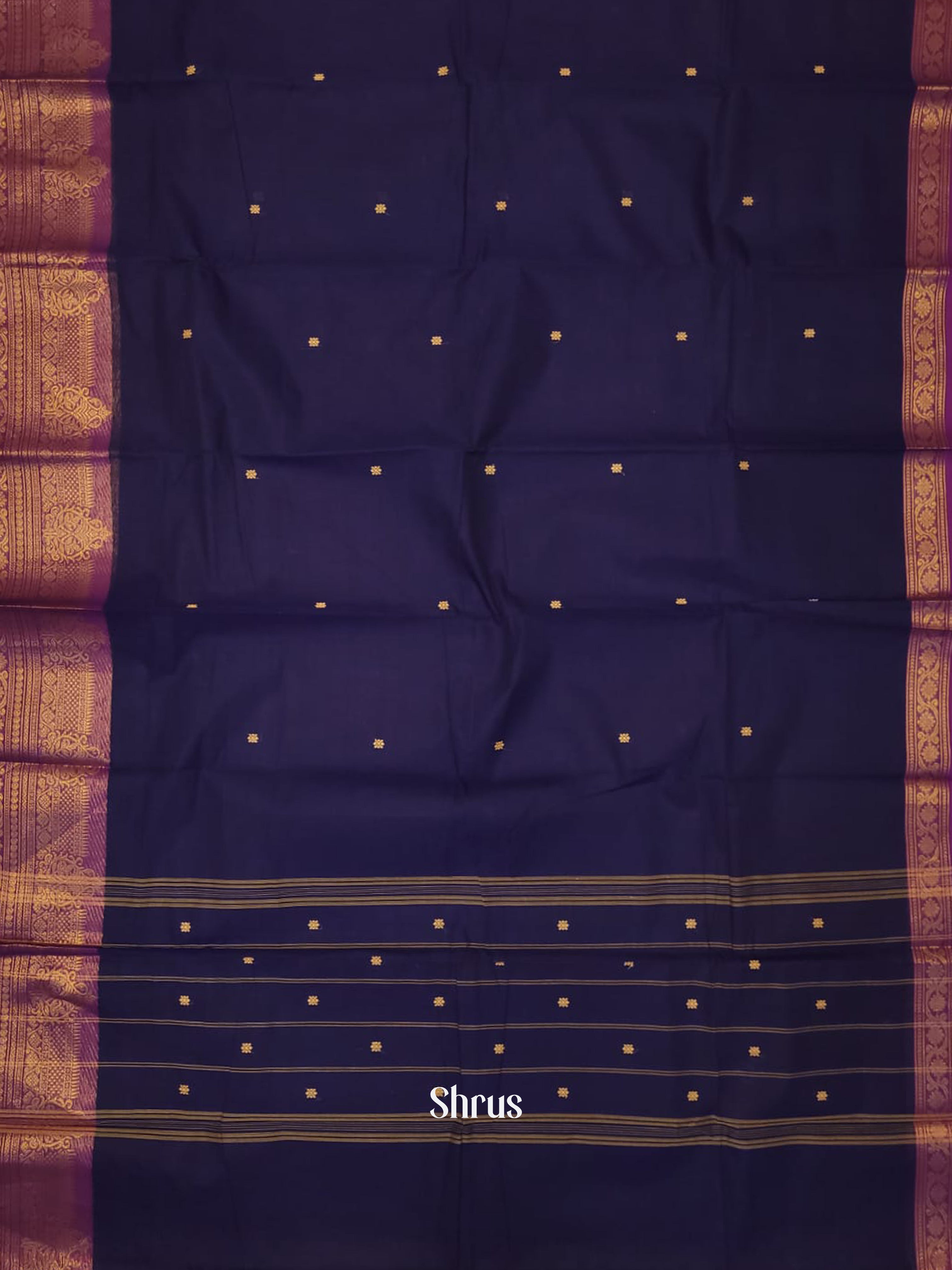 Navy Blue & Pink - Chettinad Cotton Saree