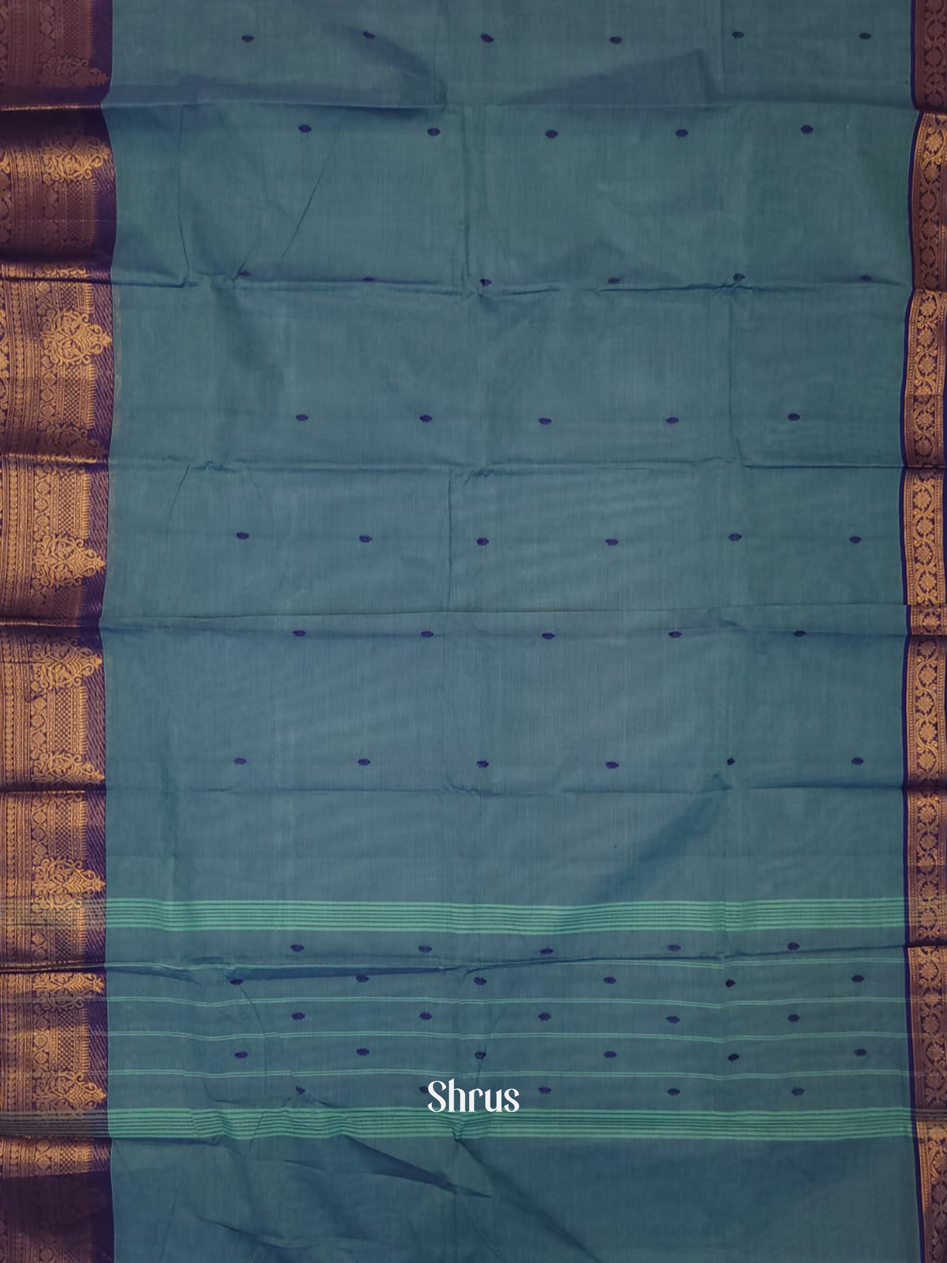 Dusty Blue & Blue - Chettinad Cotton Saree