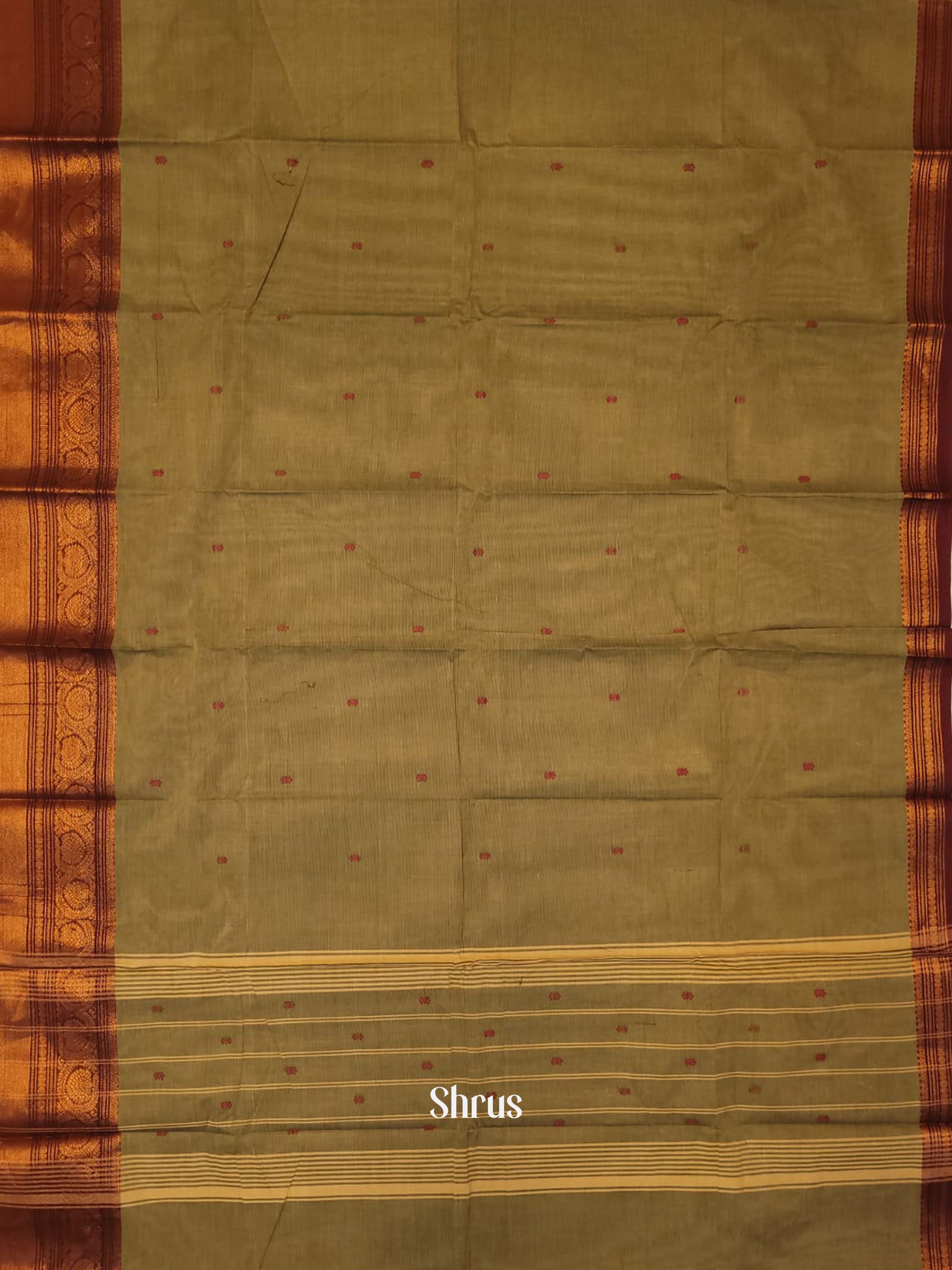 Grey & Maroon - Chettinad Cotton Saree