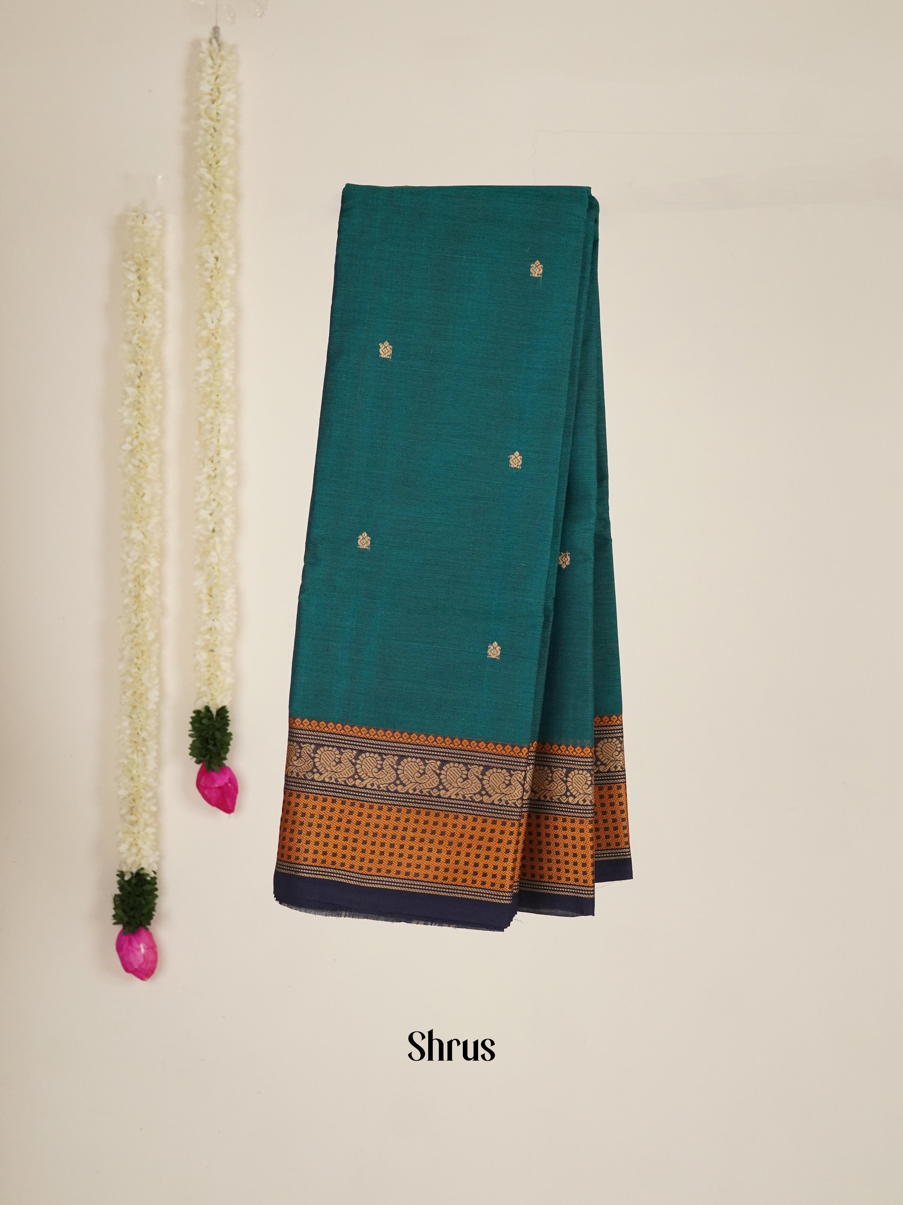 Peacock green & Blue - Chettinad Cotton Saree