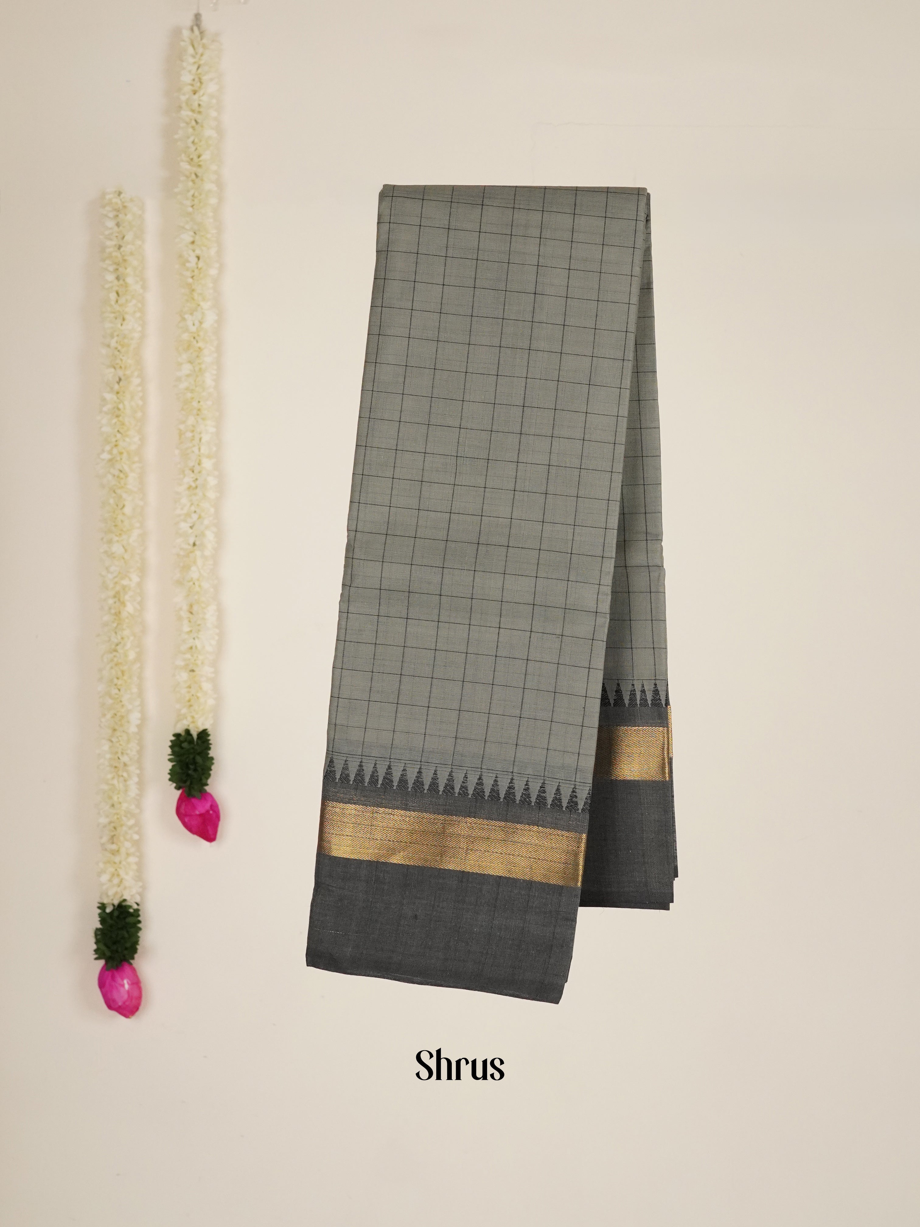 Grey & Black - Chettinad Cotton Saree