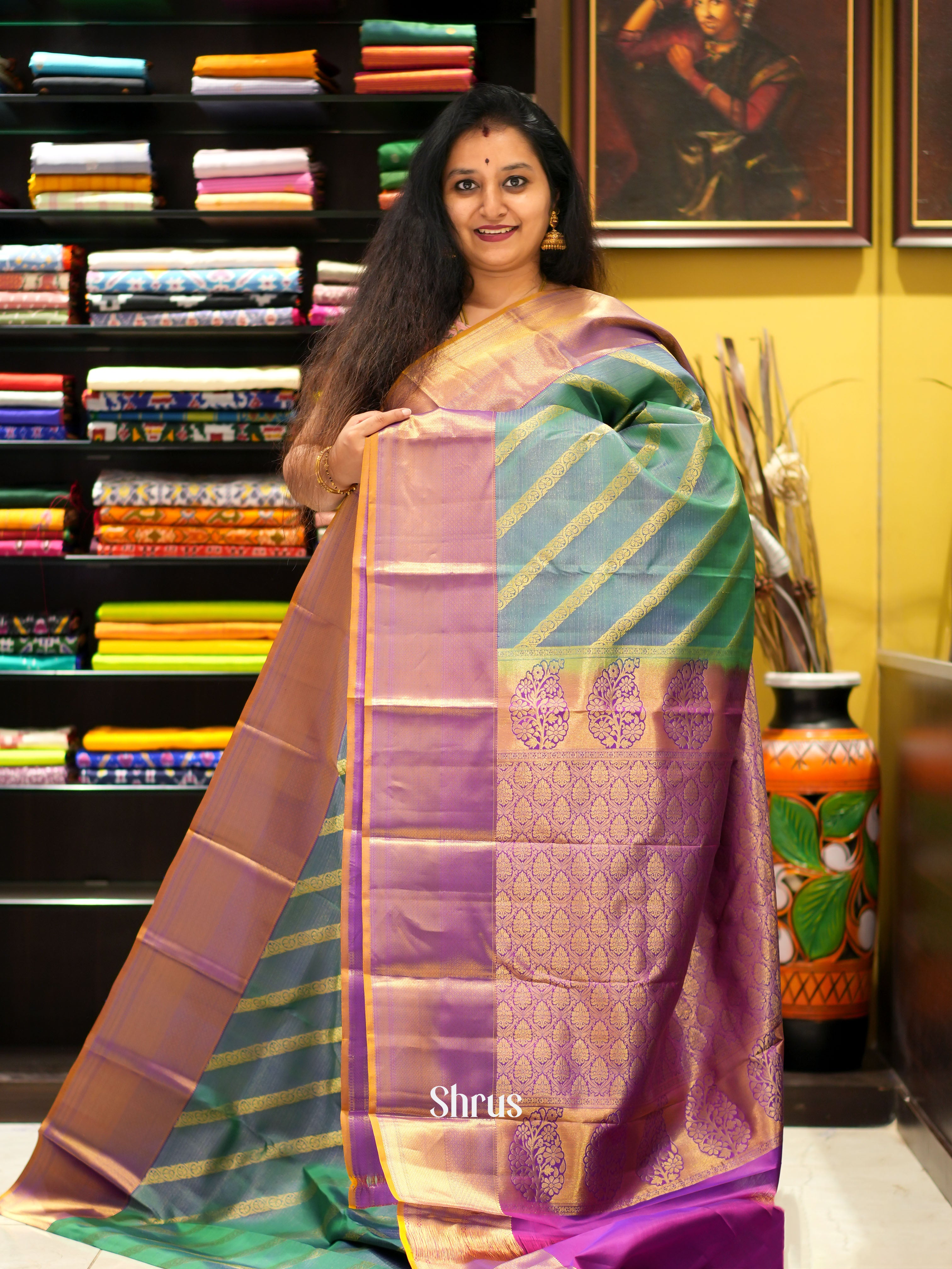 Green & Purple - Kanchipuram silk saree