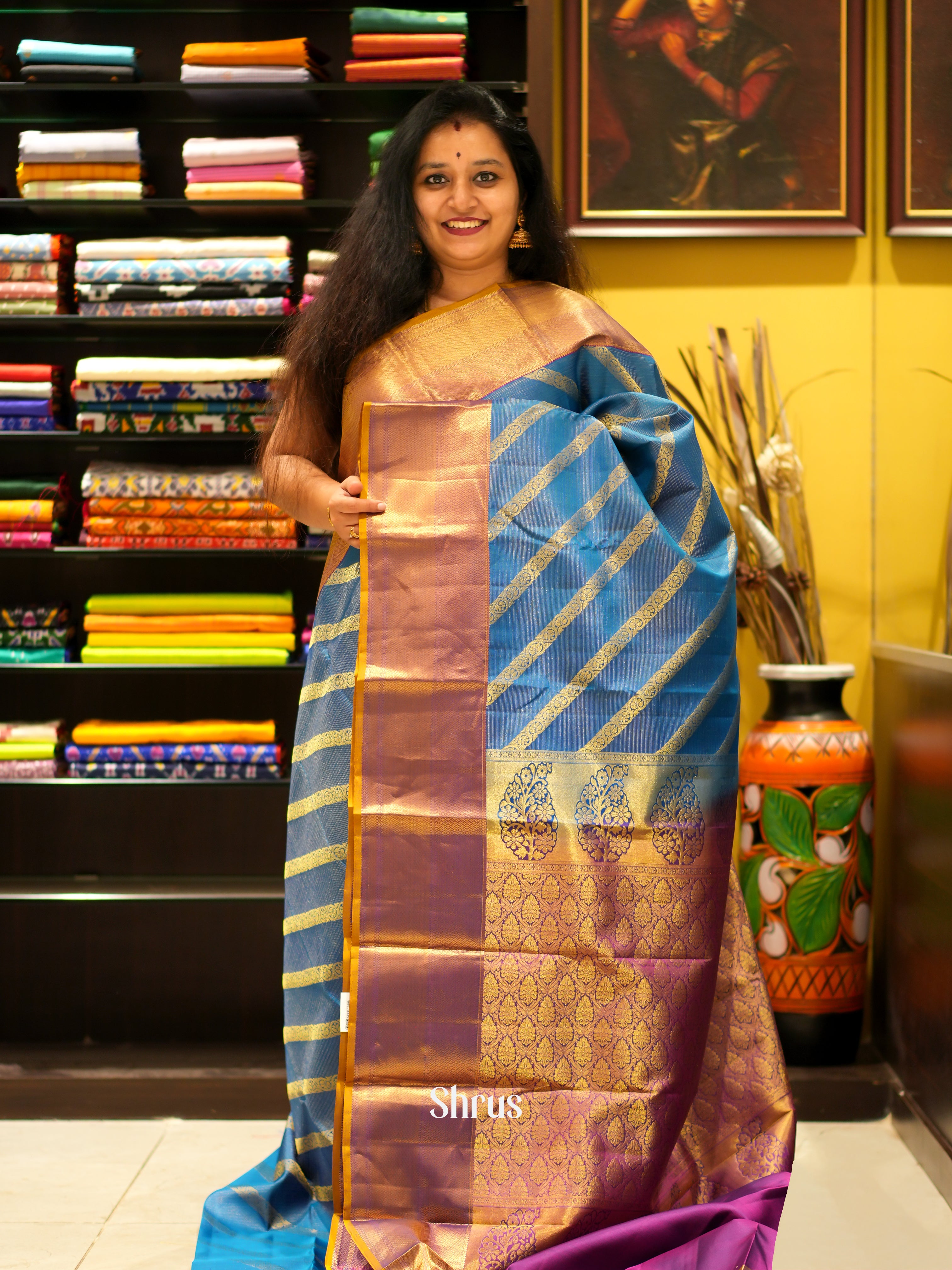 Blue & Purple - Kanchipuram silk saree