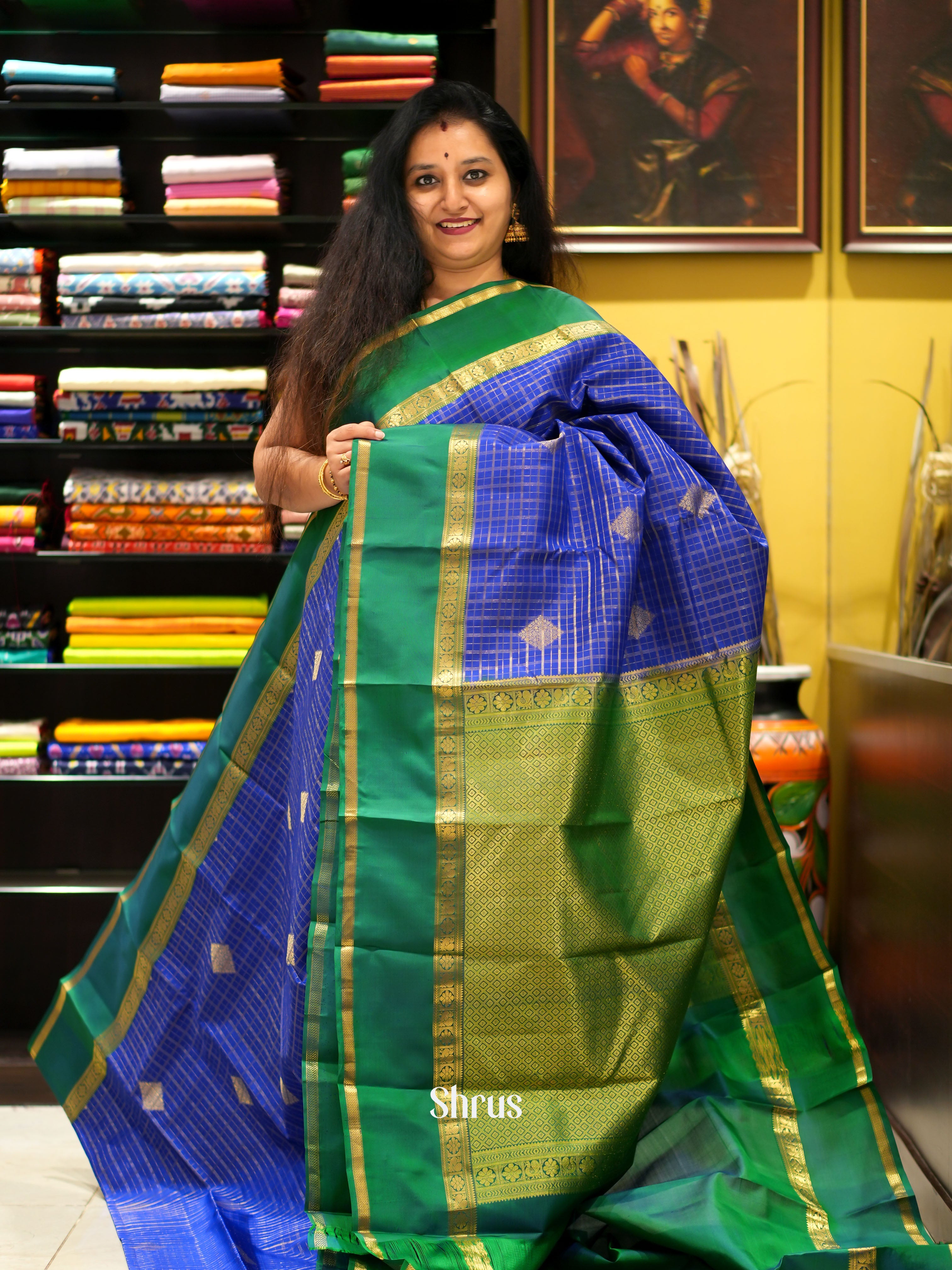 Blue & Green - Kanchipuram silk saree