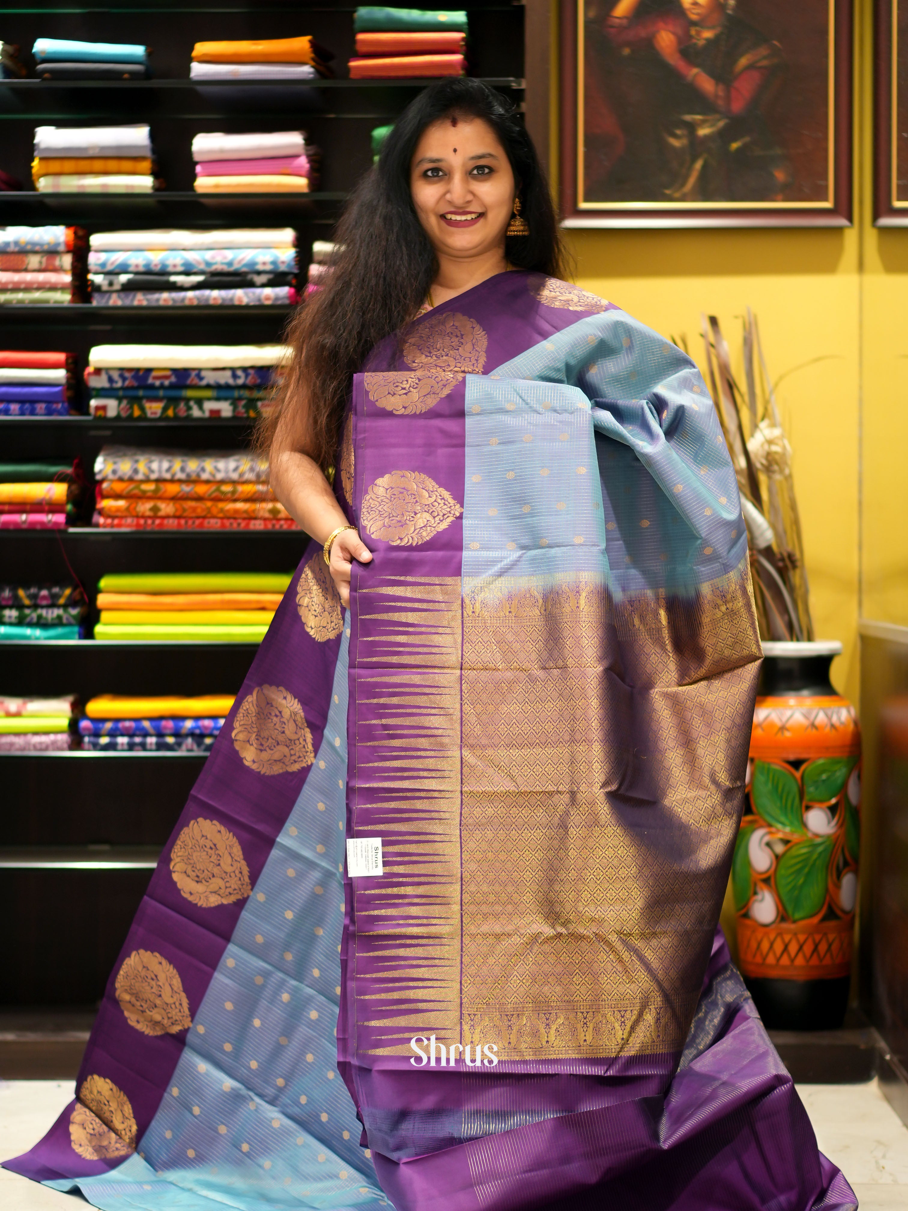 Blue & Purple - Kanchipuram silk saree