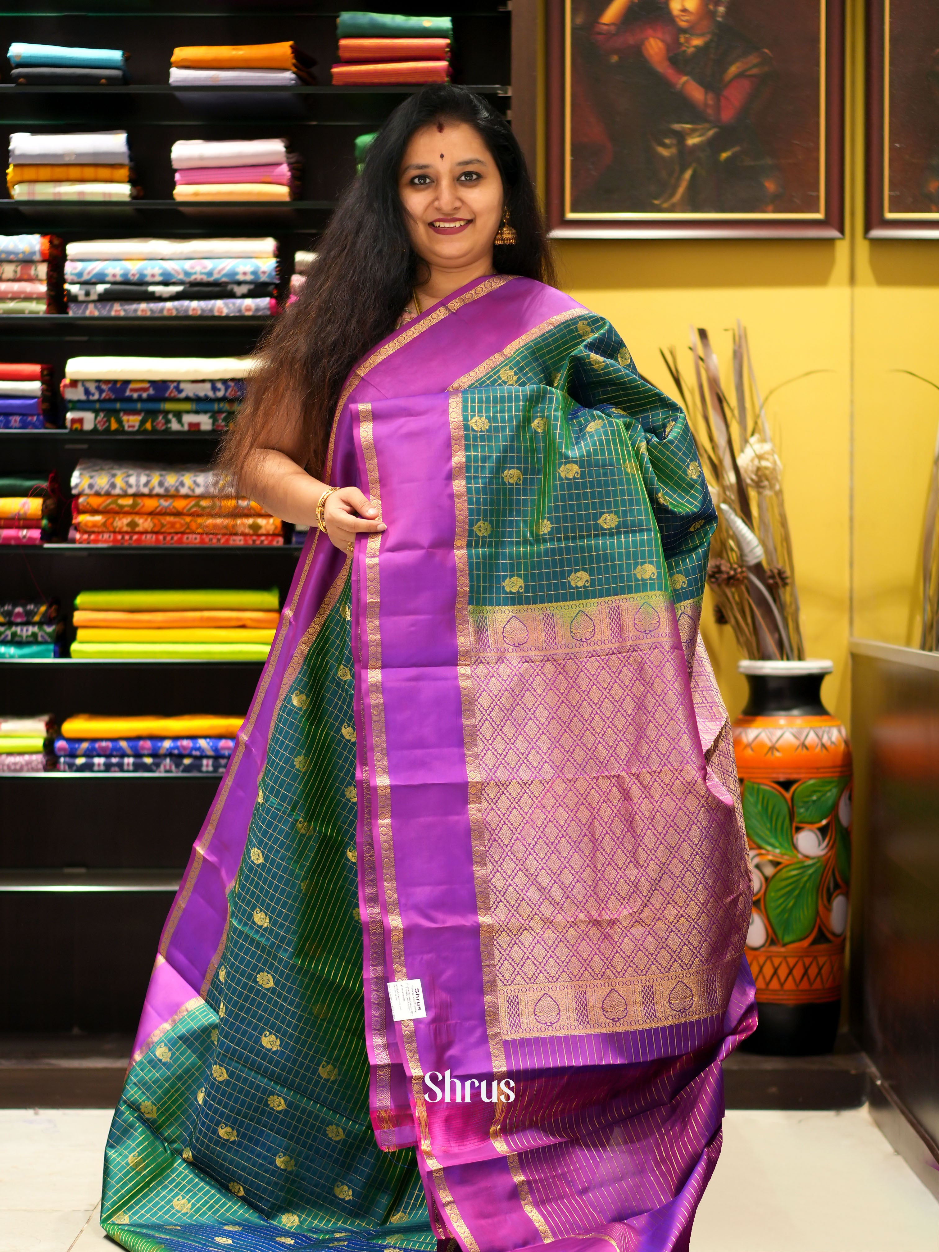 Green & Purple  - Kanchipuram silk saree