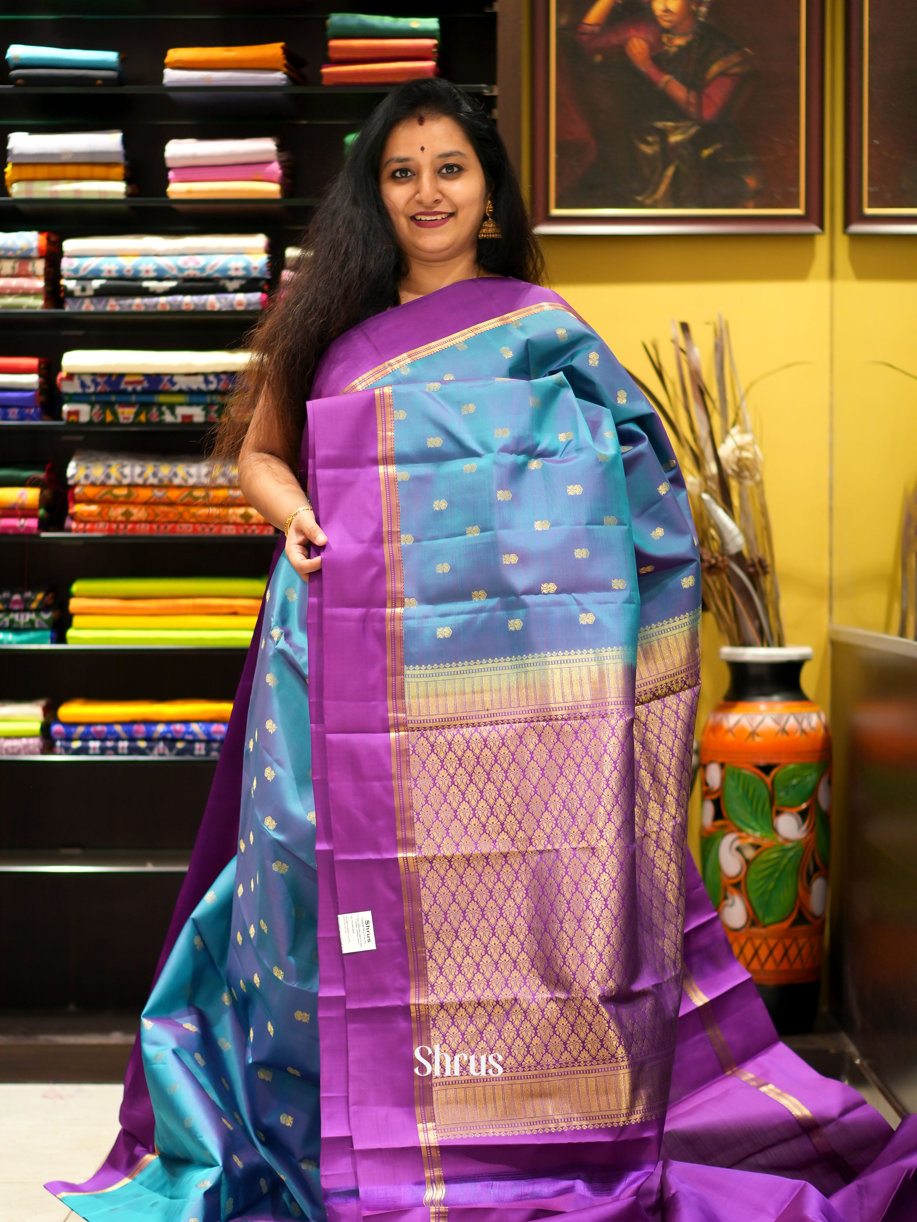 Blue & Purple - Kanchipuram silk saree