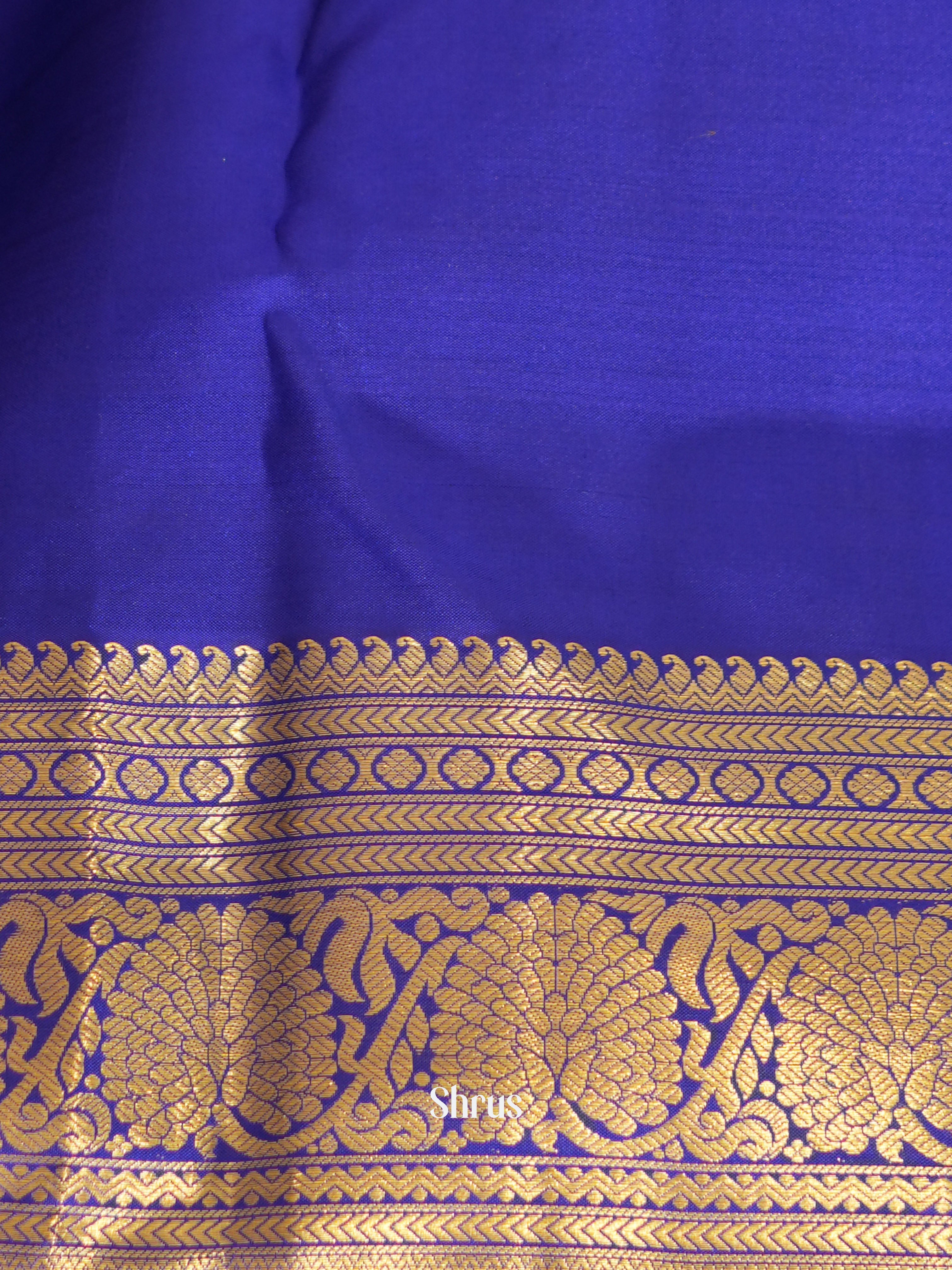 Orange & Blue - Kanchipuram silk saree