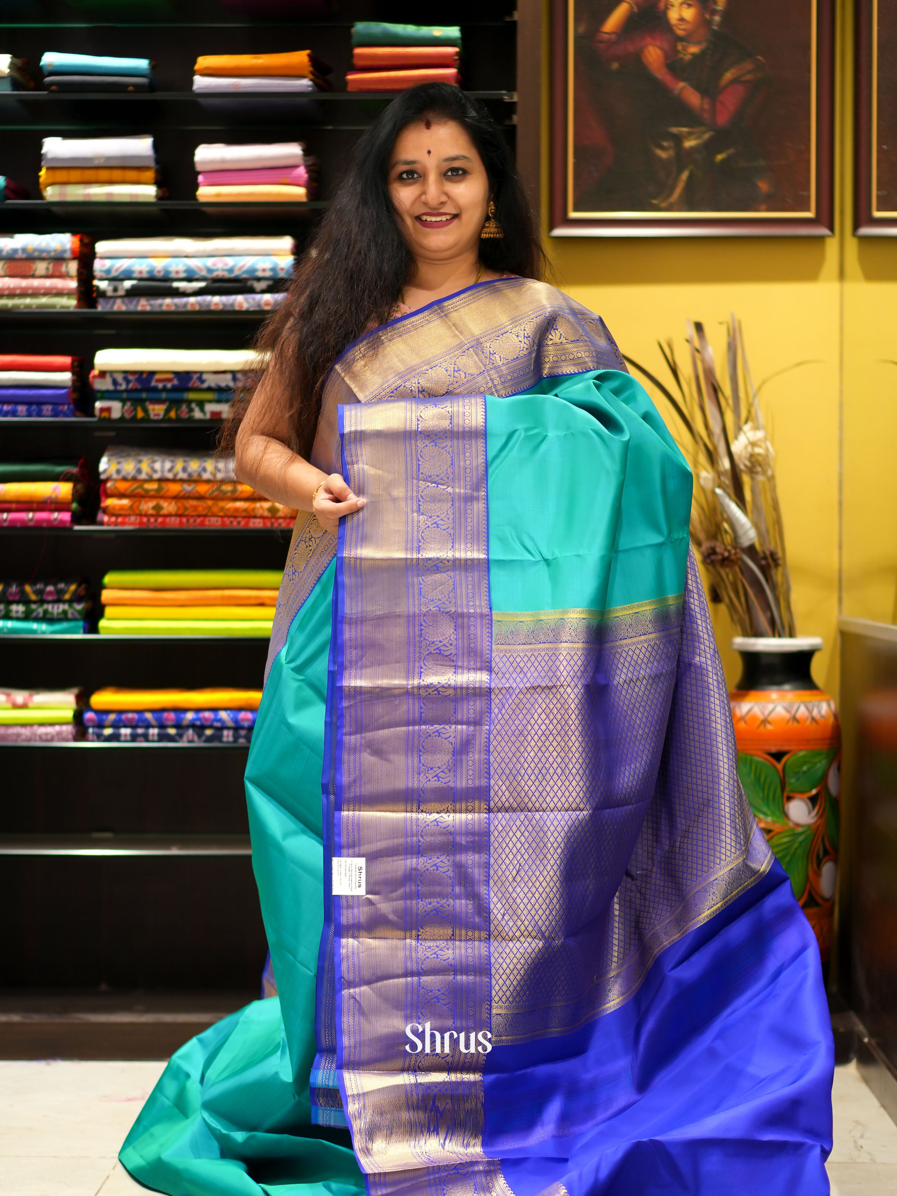 Teal & Blue - Kanchipuram silk saree