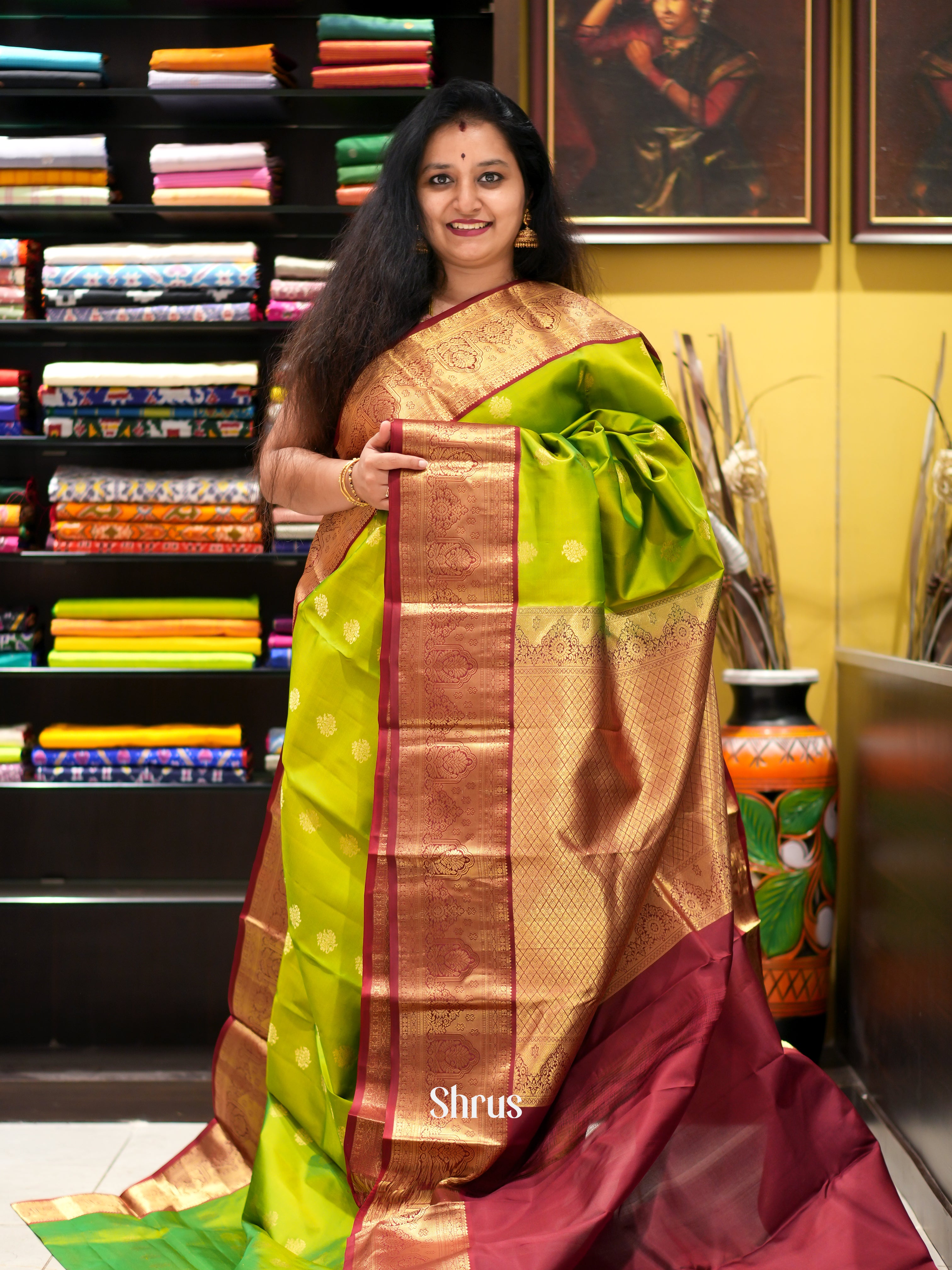 Green & Maroon - Kanchipuram silk saree