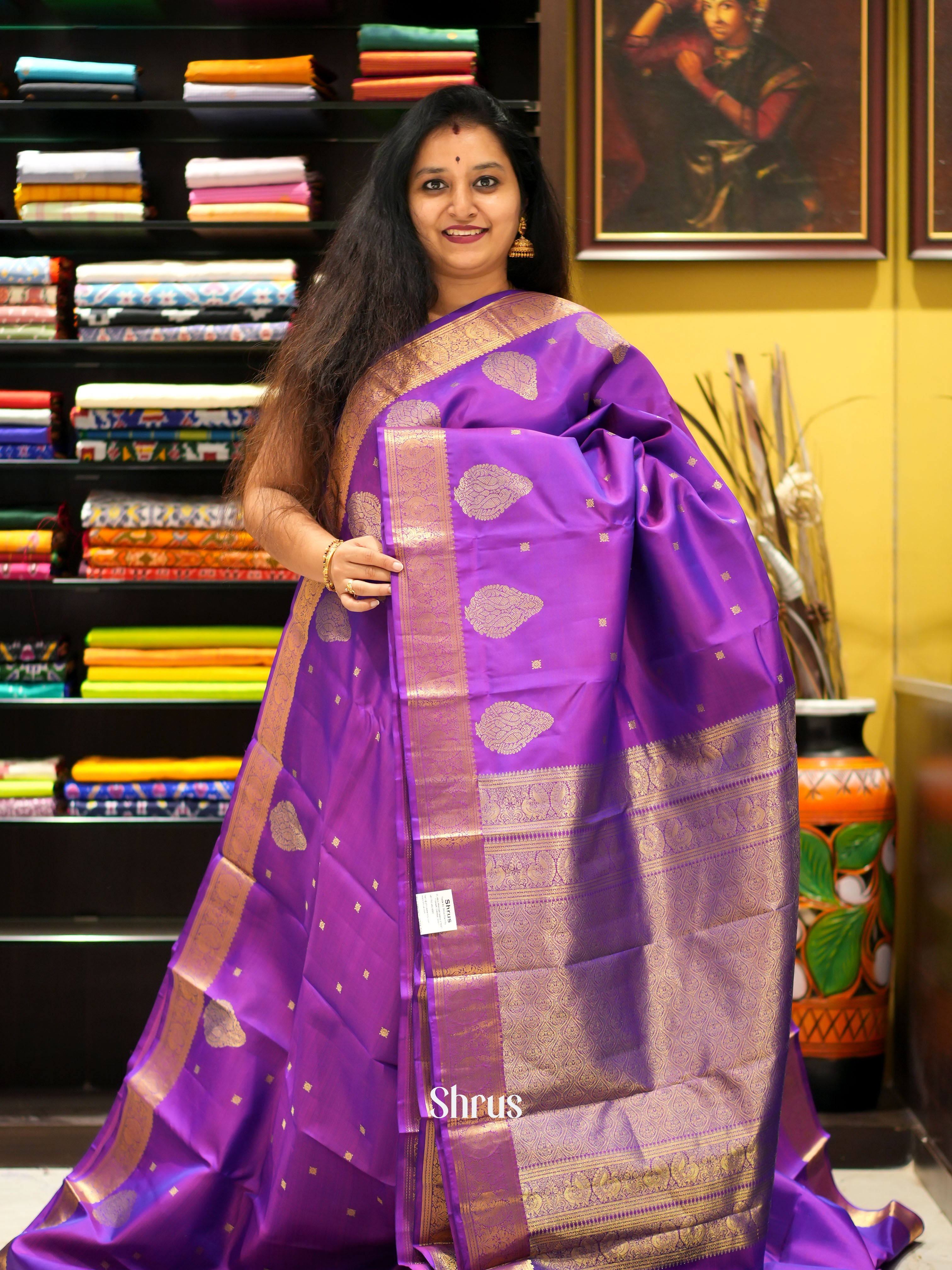 Purple(Single Tone) - Kanchipuram silk saree