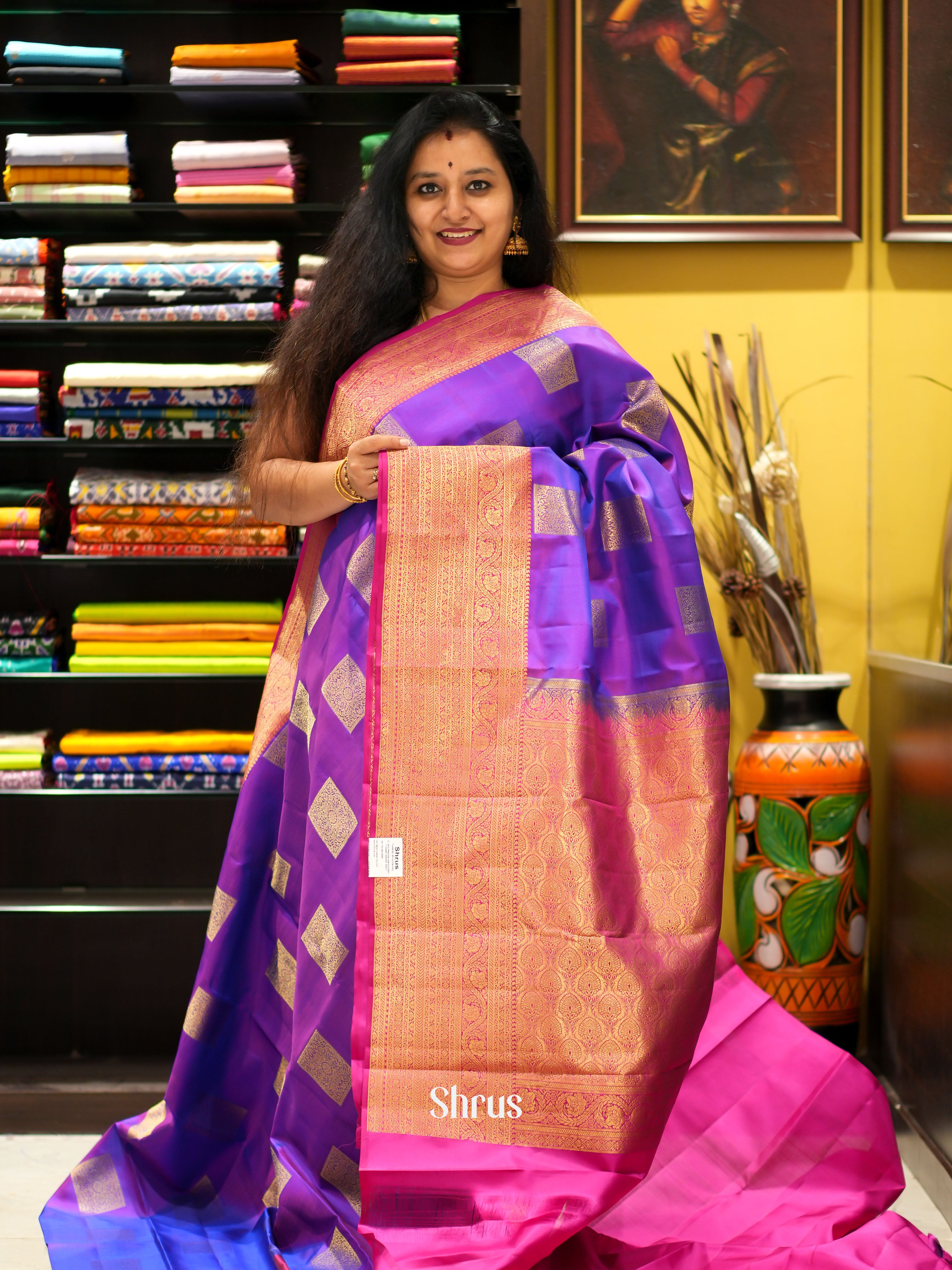 Purple & Pink - Kanchipuram silk saree