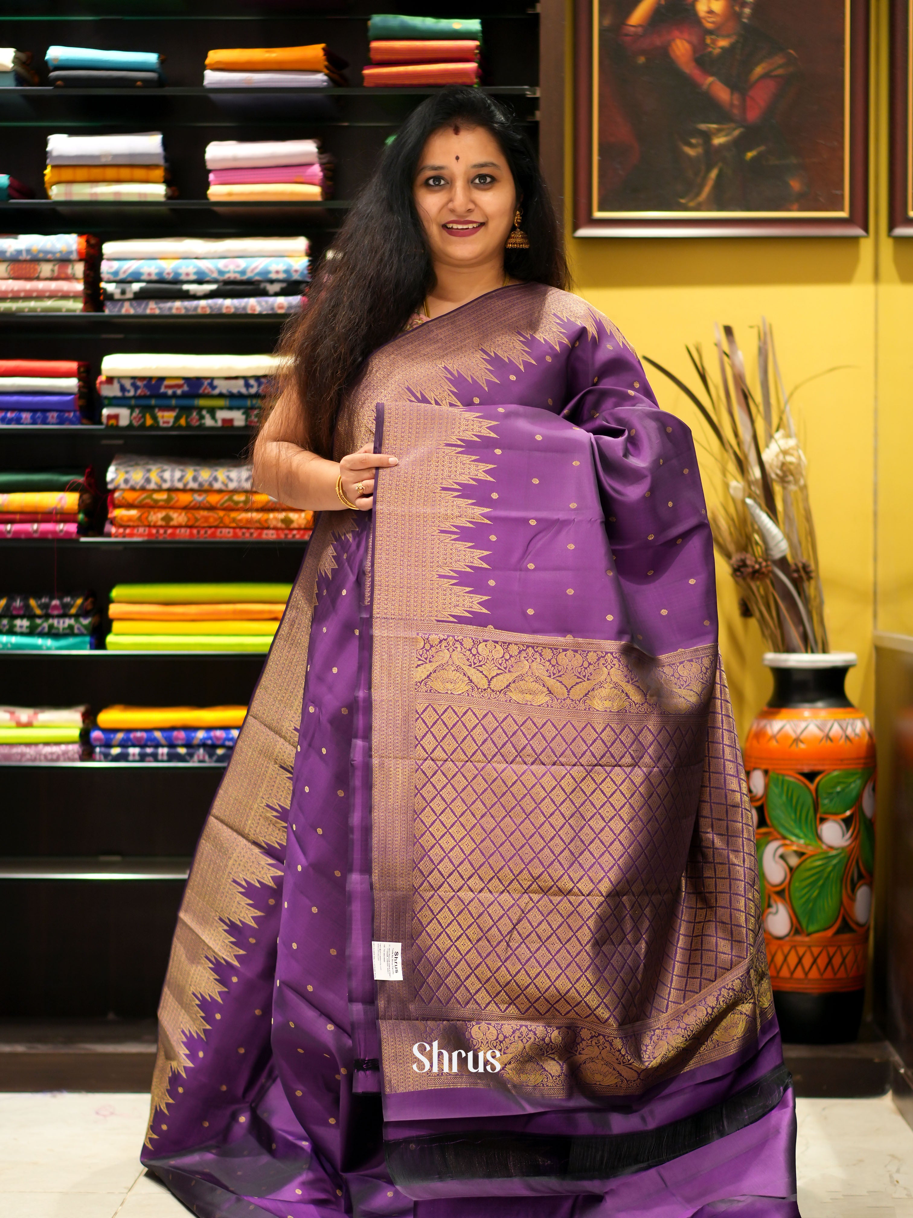 Purple(Single Tone) - Kanchipuram silk saree