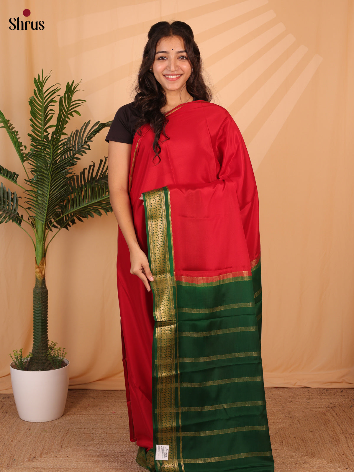 Red & green - Mysore Silk Saree