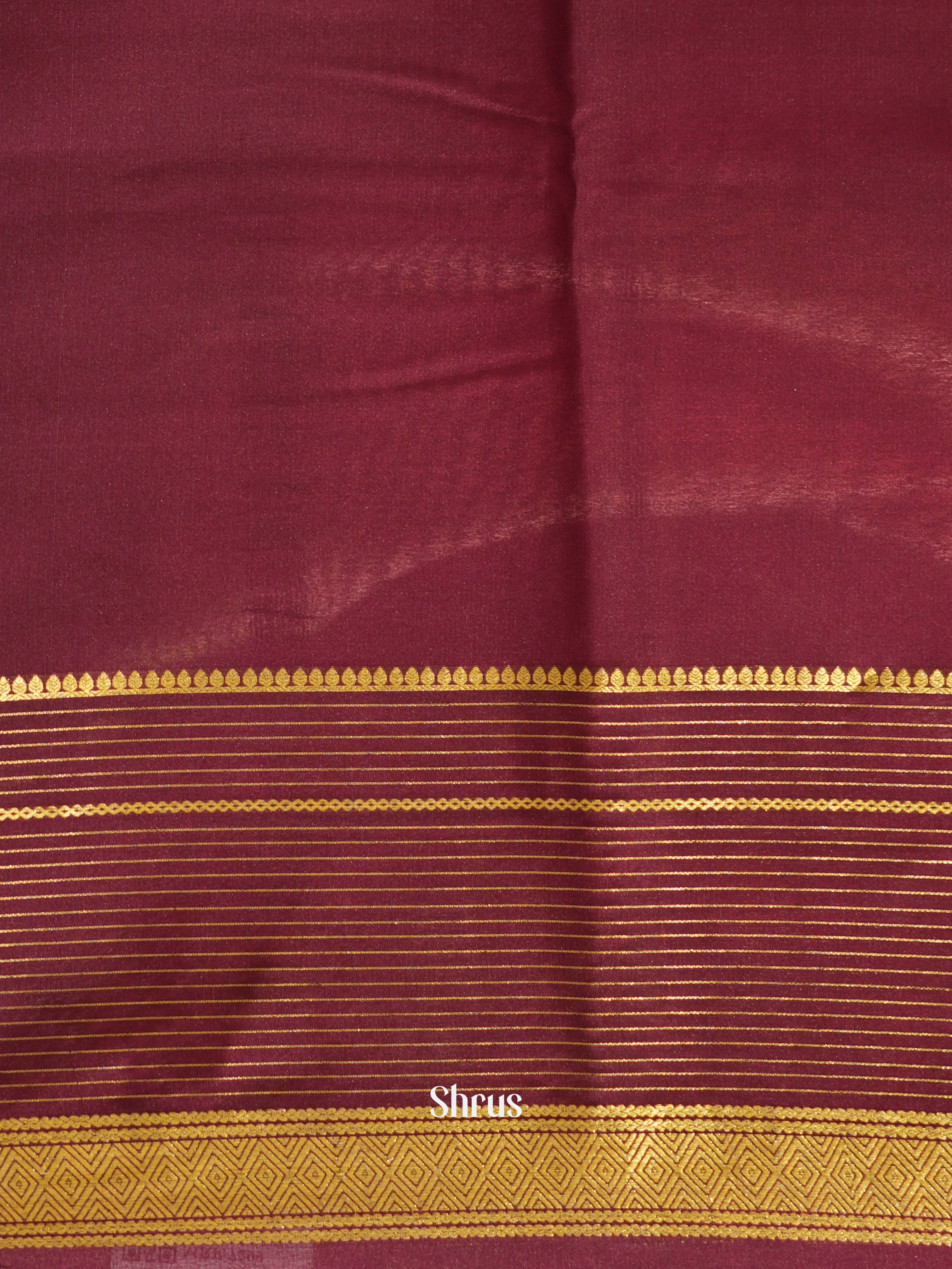 Peachish Pink & Brown - Mysore Silk Saree