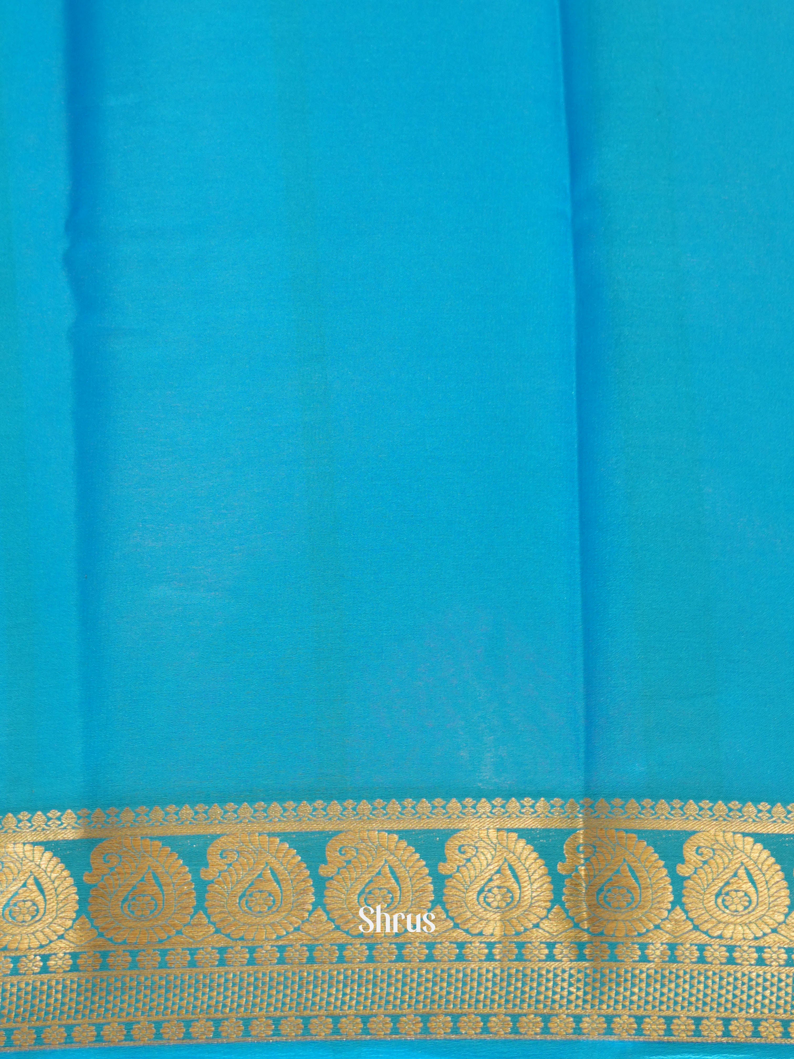 Yellow & Blue - Mysore silk Saree