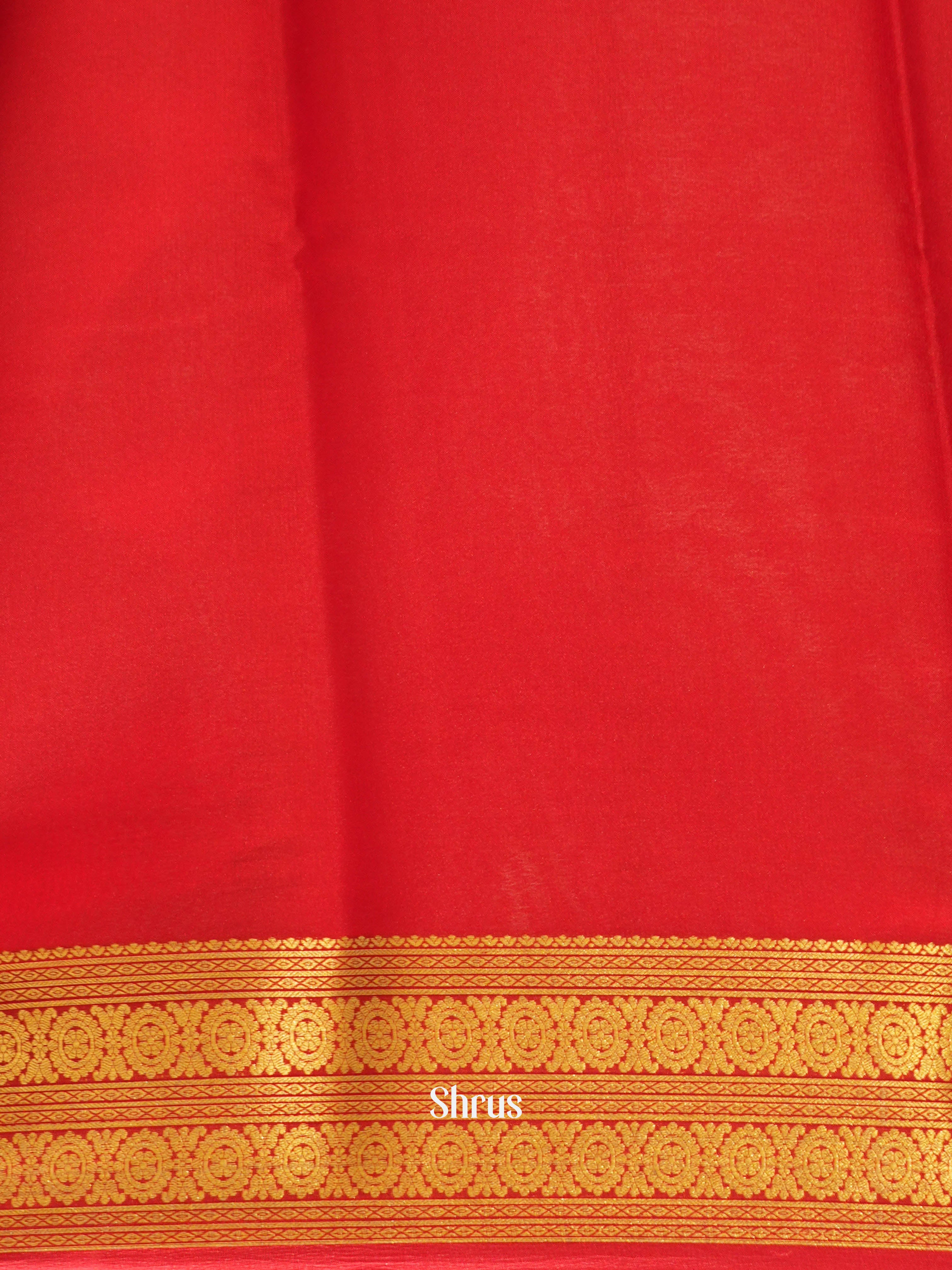 Grey & Red - Mysore silk Saree