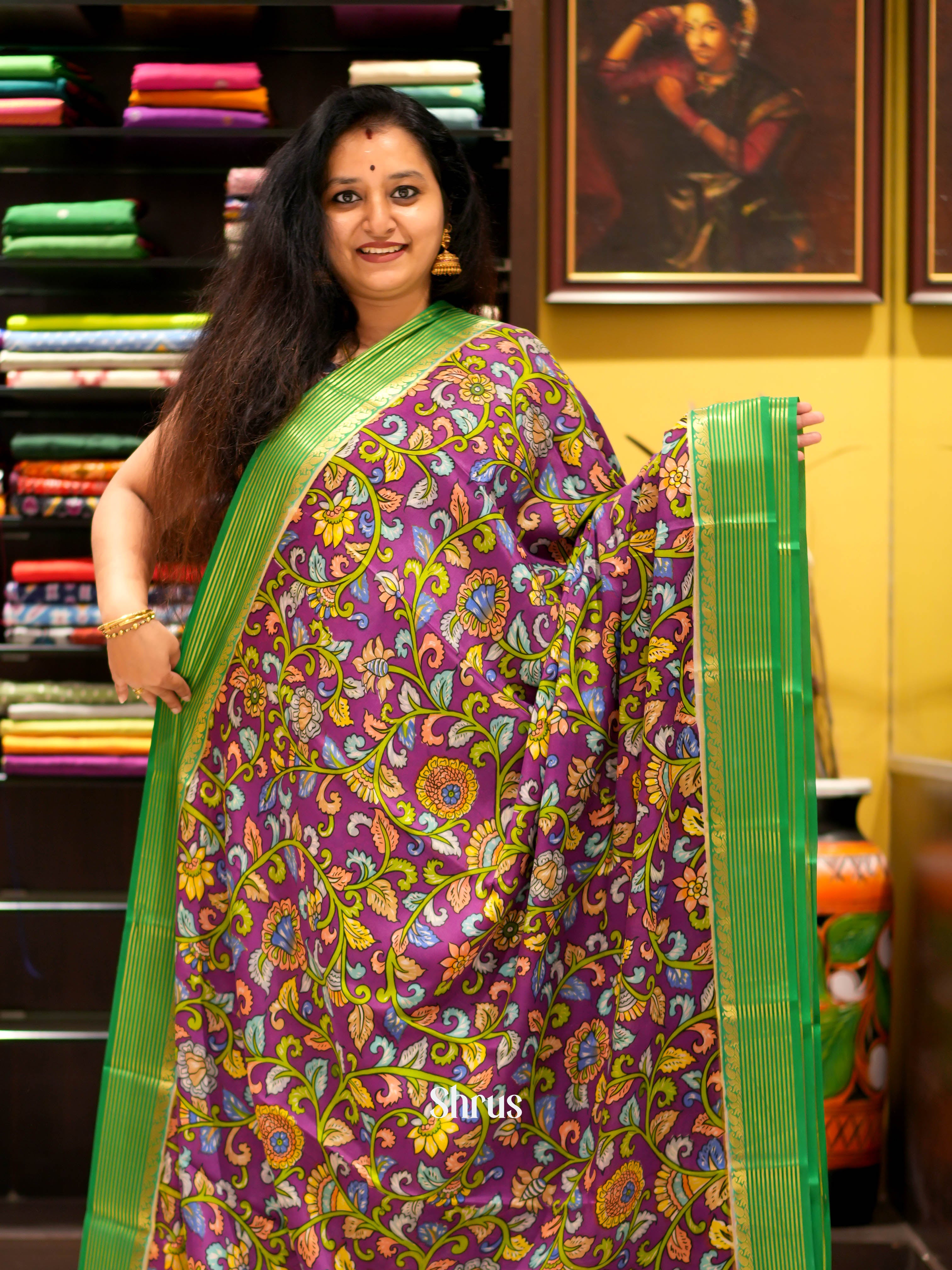 Purple & Green - Mysore Silk Saree