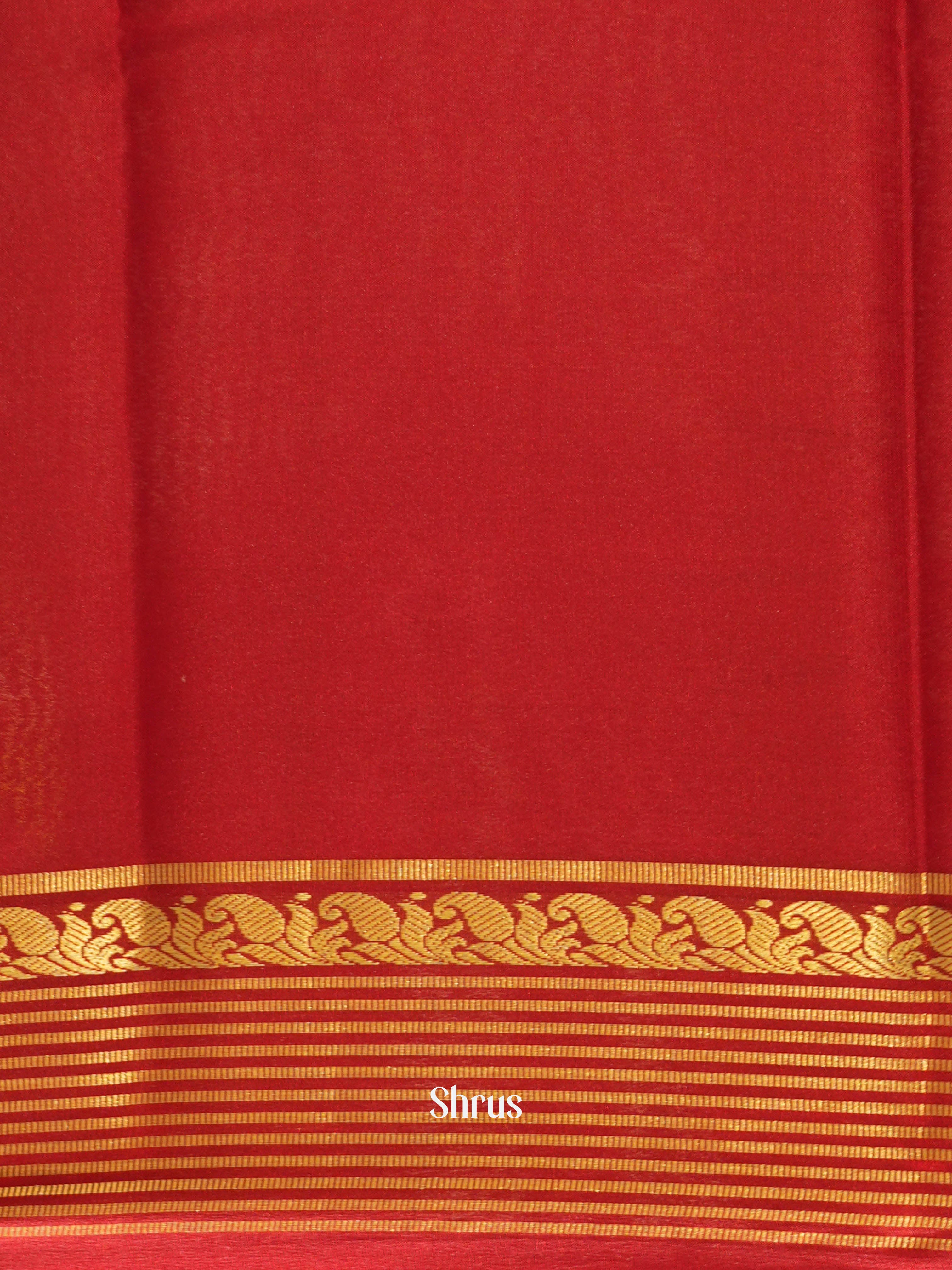 Teal & Red - Mysore Silk Saree