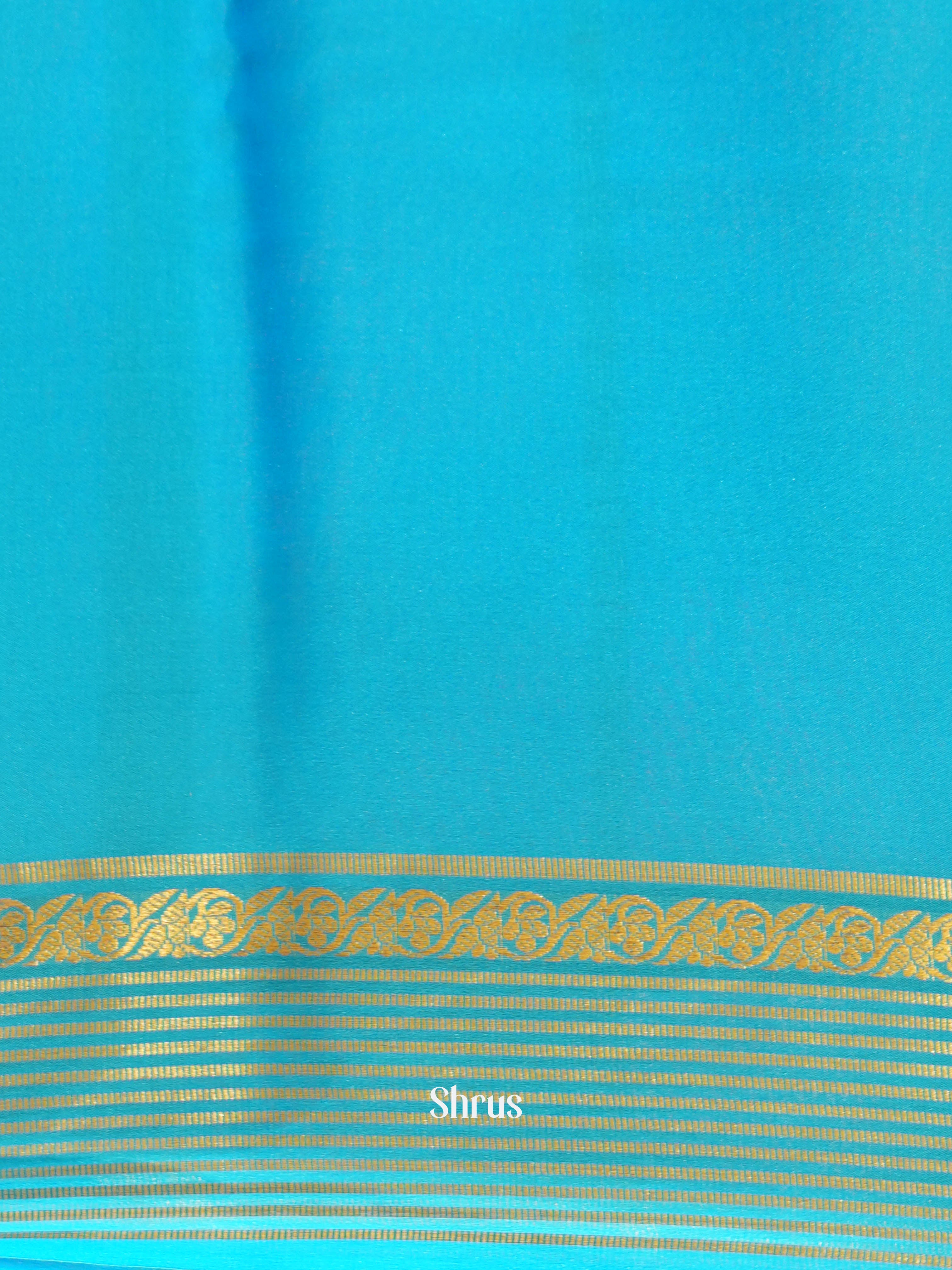 Brown & Blue - Mysore Silk Saree