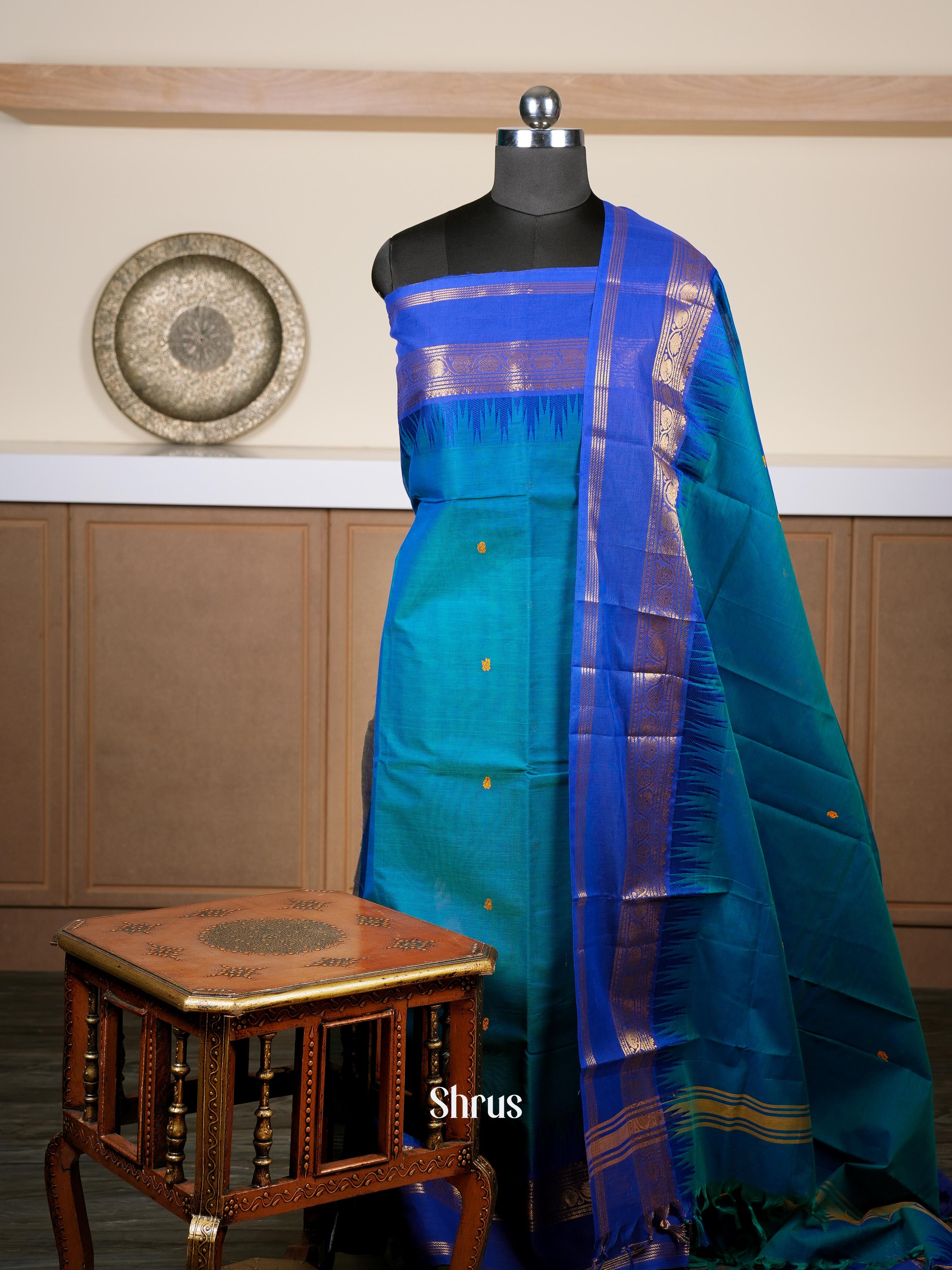 Blue & Indigo - chettinad top & dupatta combo