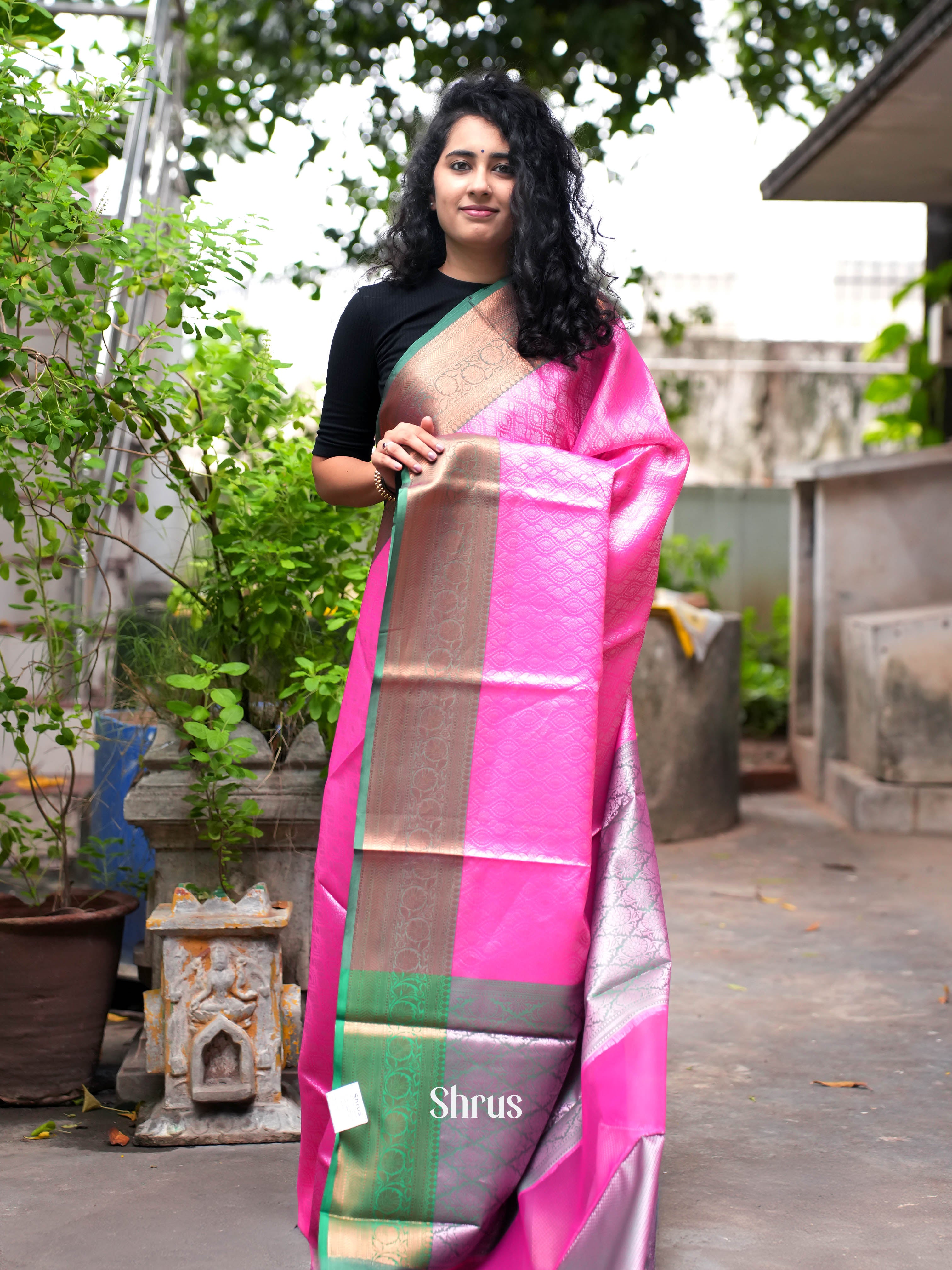 Pink & Green - Tanchoi Saree