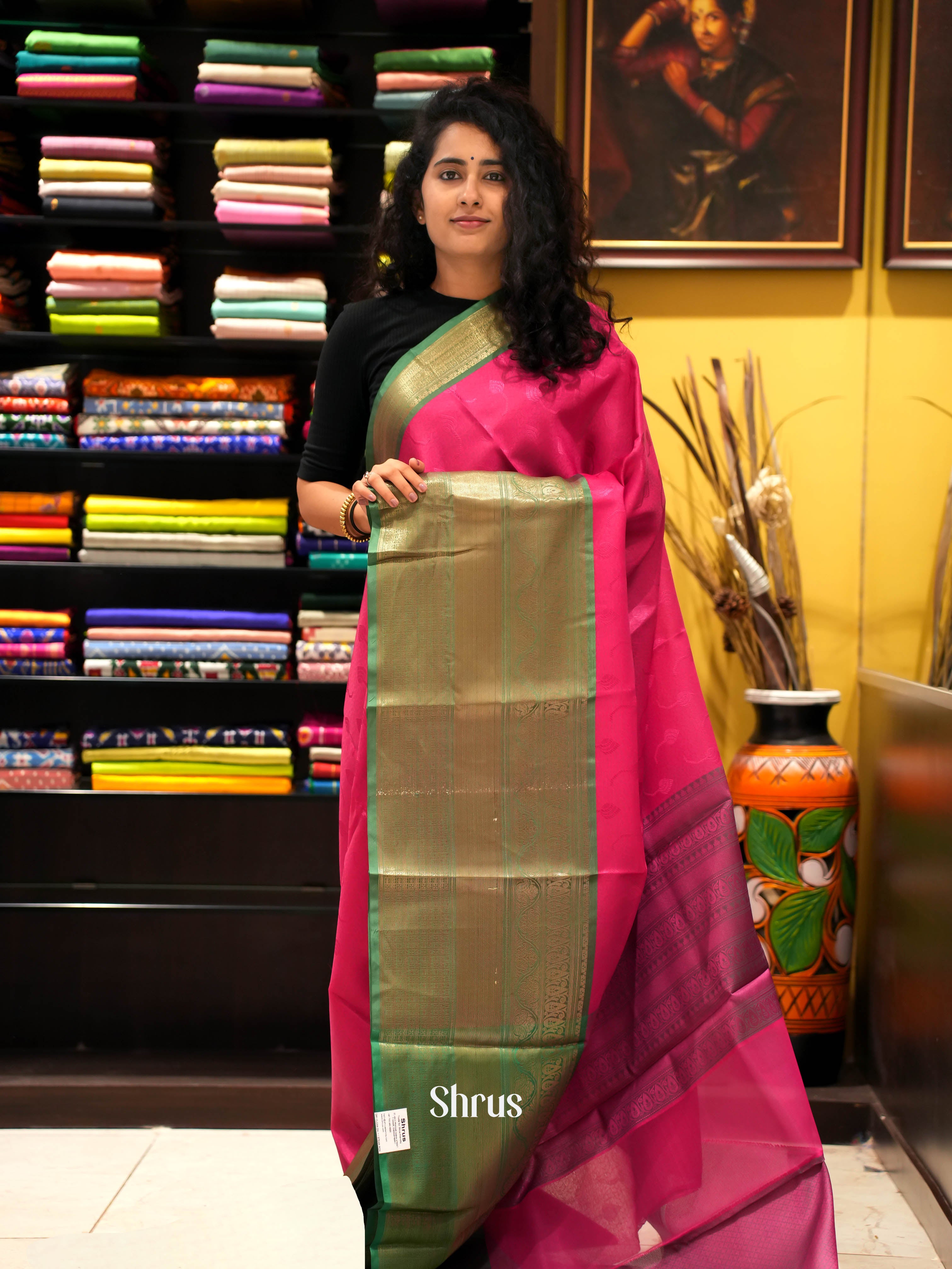 Pink & Green- Tanchoi Saree