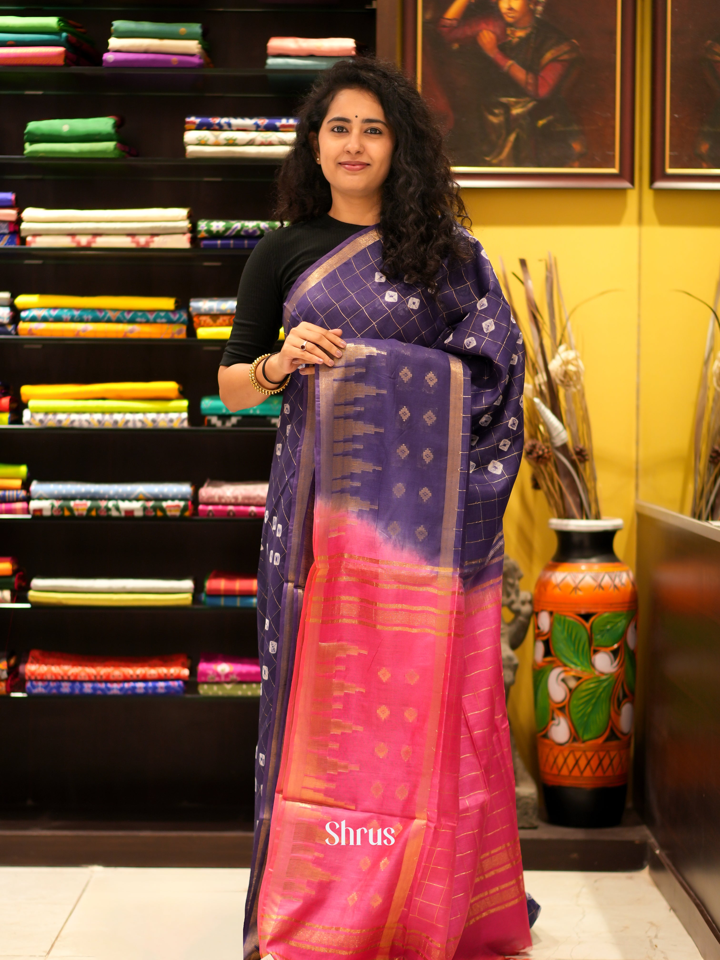 Violet & Pink - Shibori Saree